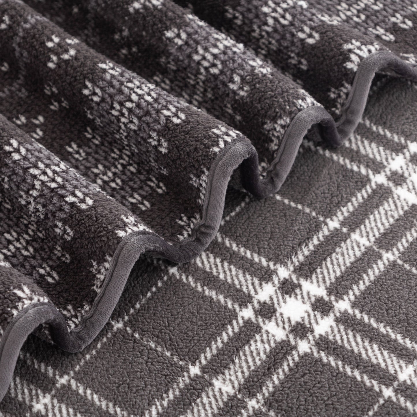 Super Soft Flannel Berkshire Life Reversible Printed Hampshire Soft Throw Blanket, Glacier Fair Isle - Super Soft Reversible Sherpa Flannel Blanket Detail