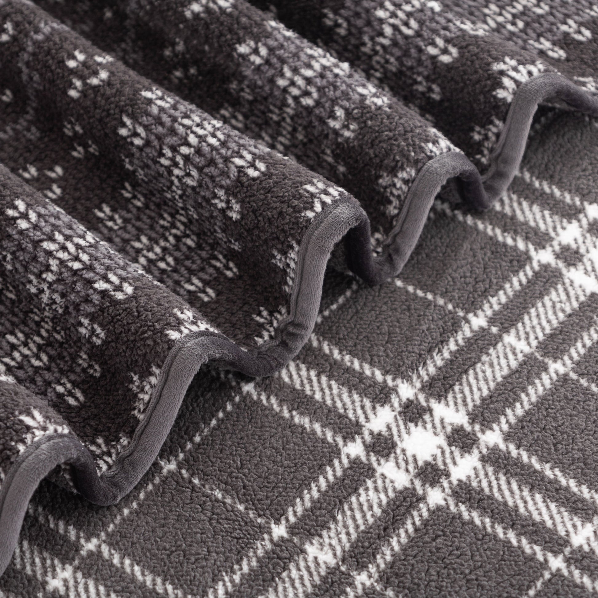Super Soft Flannel Berkshire Life Reversible Printed Hampshire Soft Throw Blanket, Glacier Fair Isle - Super Soft Reversible Sherpa Flannel Blanket Detail