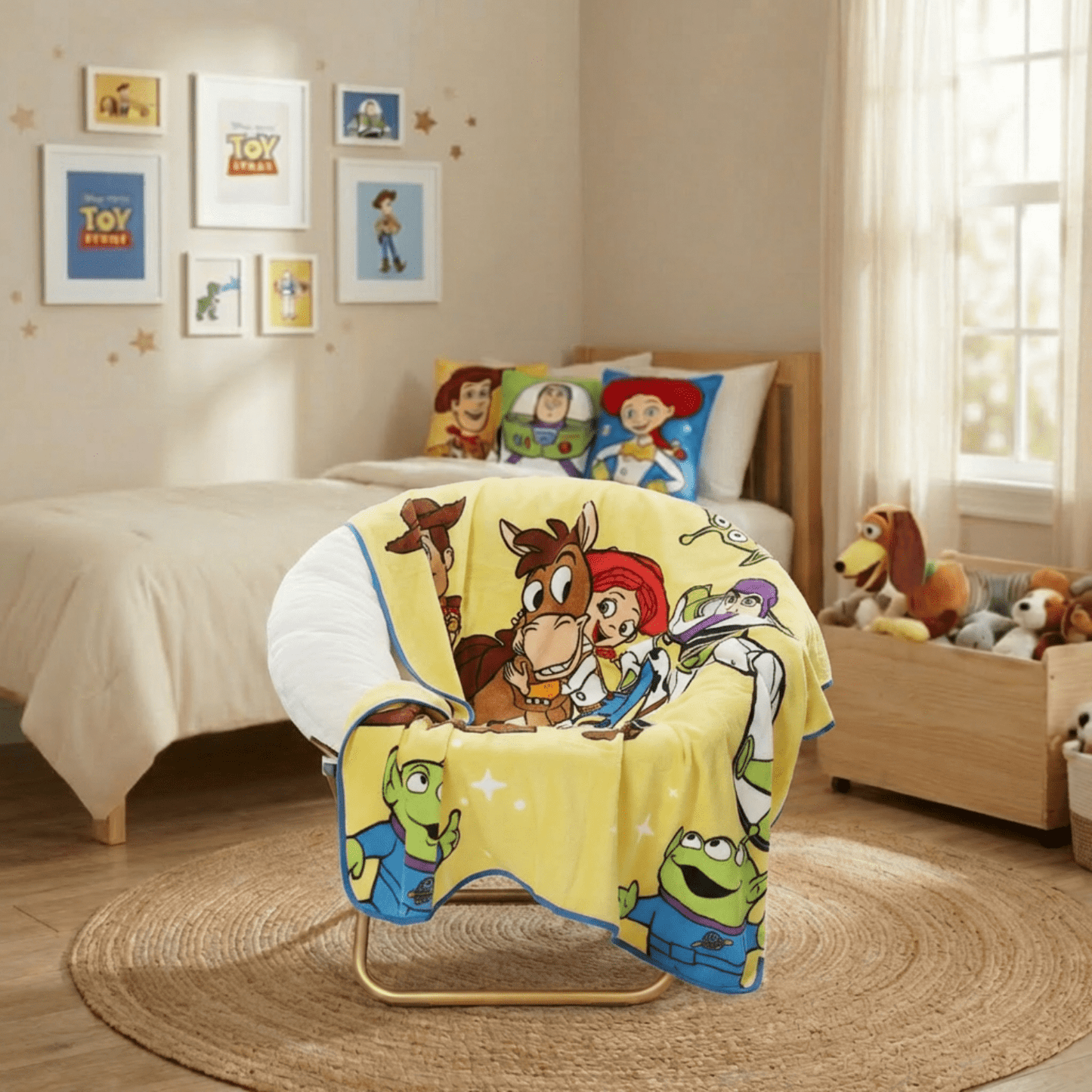 Lightweight Warm Space Kids Throw Blanket, Soft Coral Fleece, Yellow, 46" x 60" - Super Soft Reversible Sherpa Flannel Blanket Detail