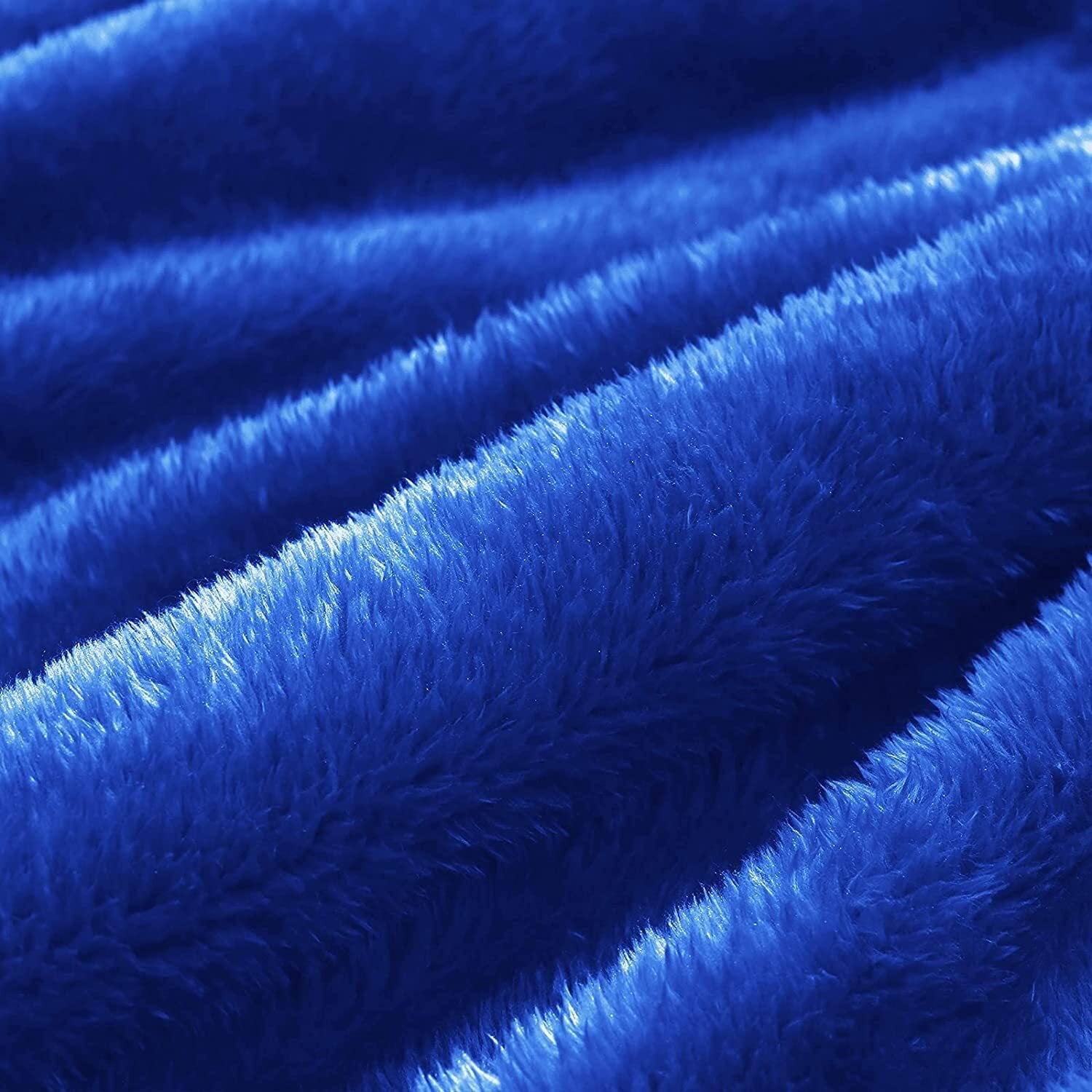 Decorative Knitted Plush Fuzzy Fleece Throw Blanket (40" x 50", Cobalt Blue)- Soft, Warm and Lightweight - Luxury Knitted Decorative Throw Blanket with Fringes Detail