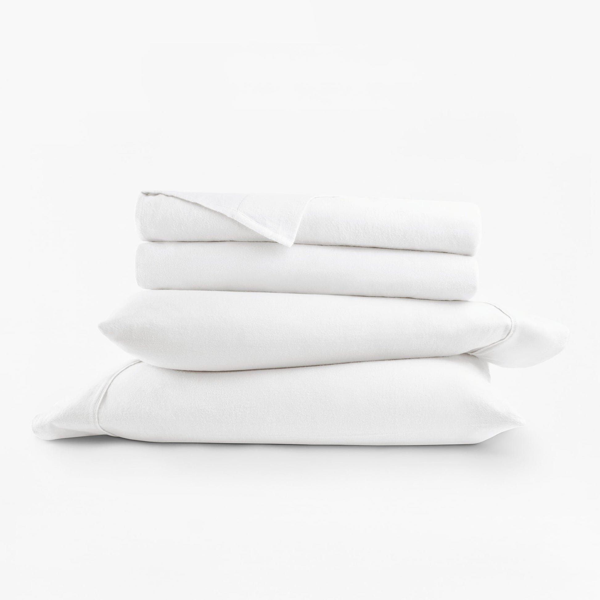 Ultra-Soft 100% Cotton Flannel Bed Sheets Set for Full Size Bedding in White - Luxury Bed Sheet Set with Deep Pockets Detail