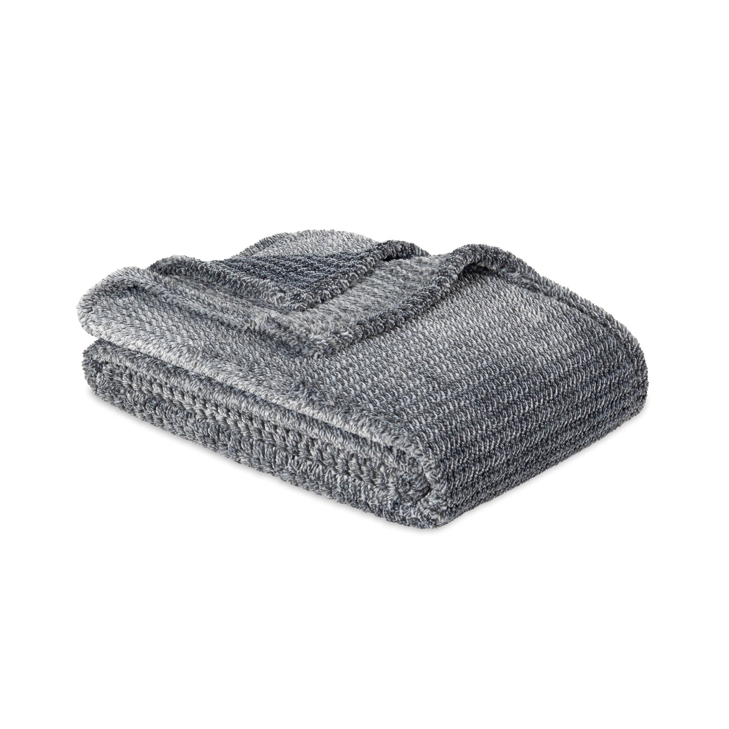 Lightweight Warm Plush Textured Heathered Soft Oversized Throw Blanket, Gray - Super Soft Reversible Sherpa Flannel Blanket Detail