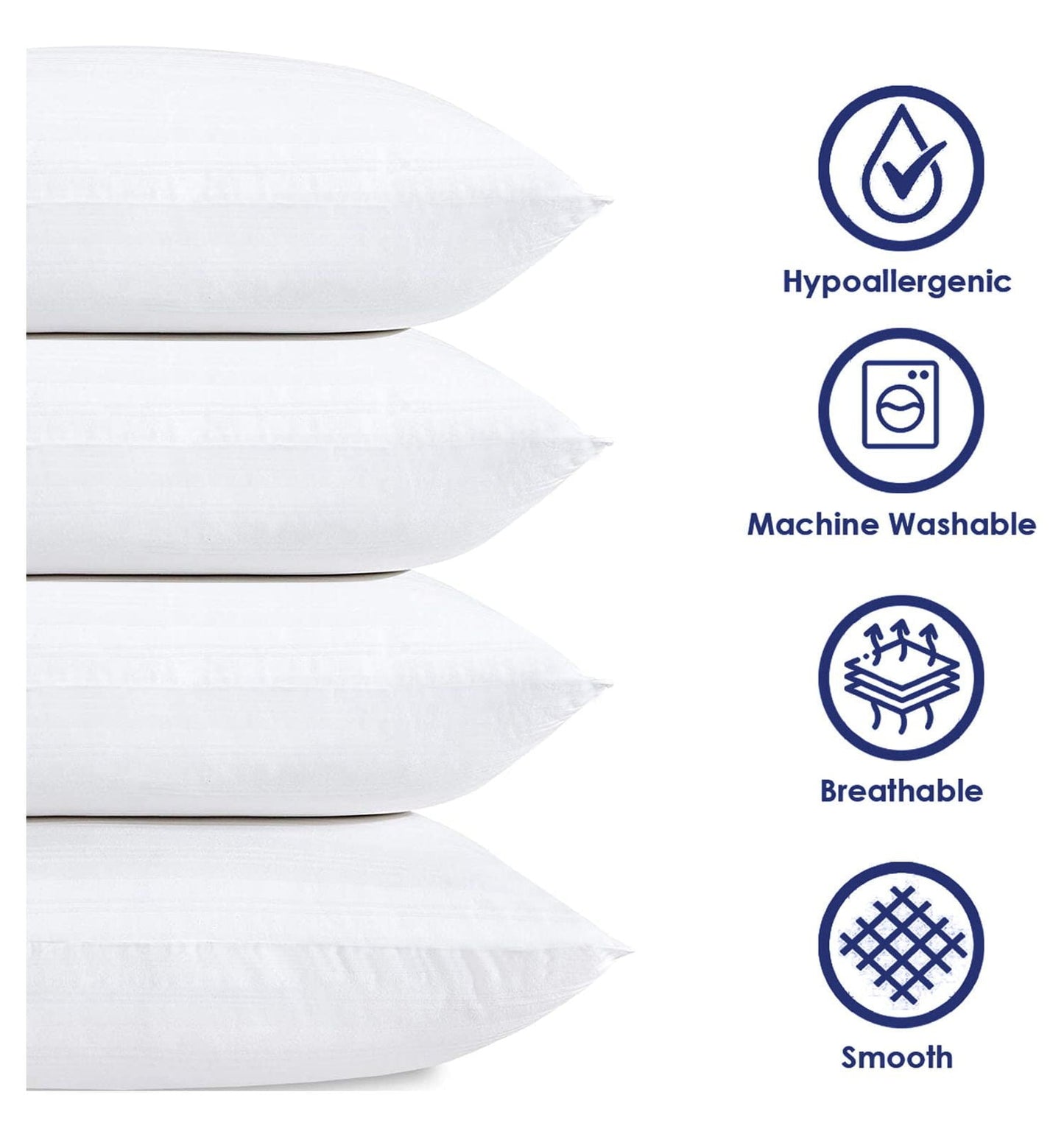 Hotel Collection 2-Pack Hypoallergenic Down-Alternative, Throw Pillow Inserts (20" x 20") - Decorative Throw Pillow Cushion for Sofa & Bed Detail