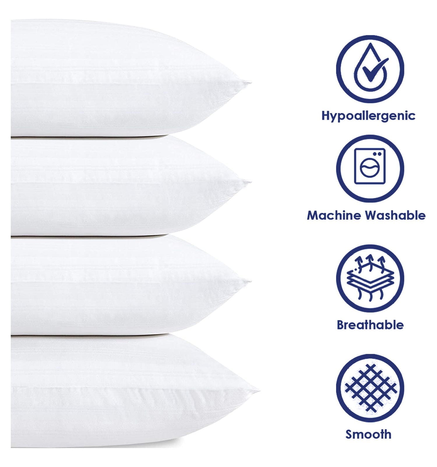 Hotel Collection 2-Pack Hypoallergenic Down-Alternative, Throw Pillow Inserts (20" x 20") - Decorative Throw Pillow Cushion for Sofa & Bed Detail