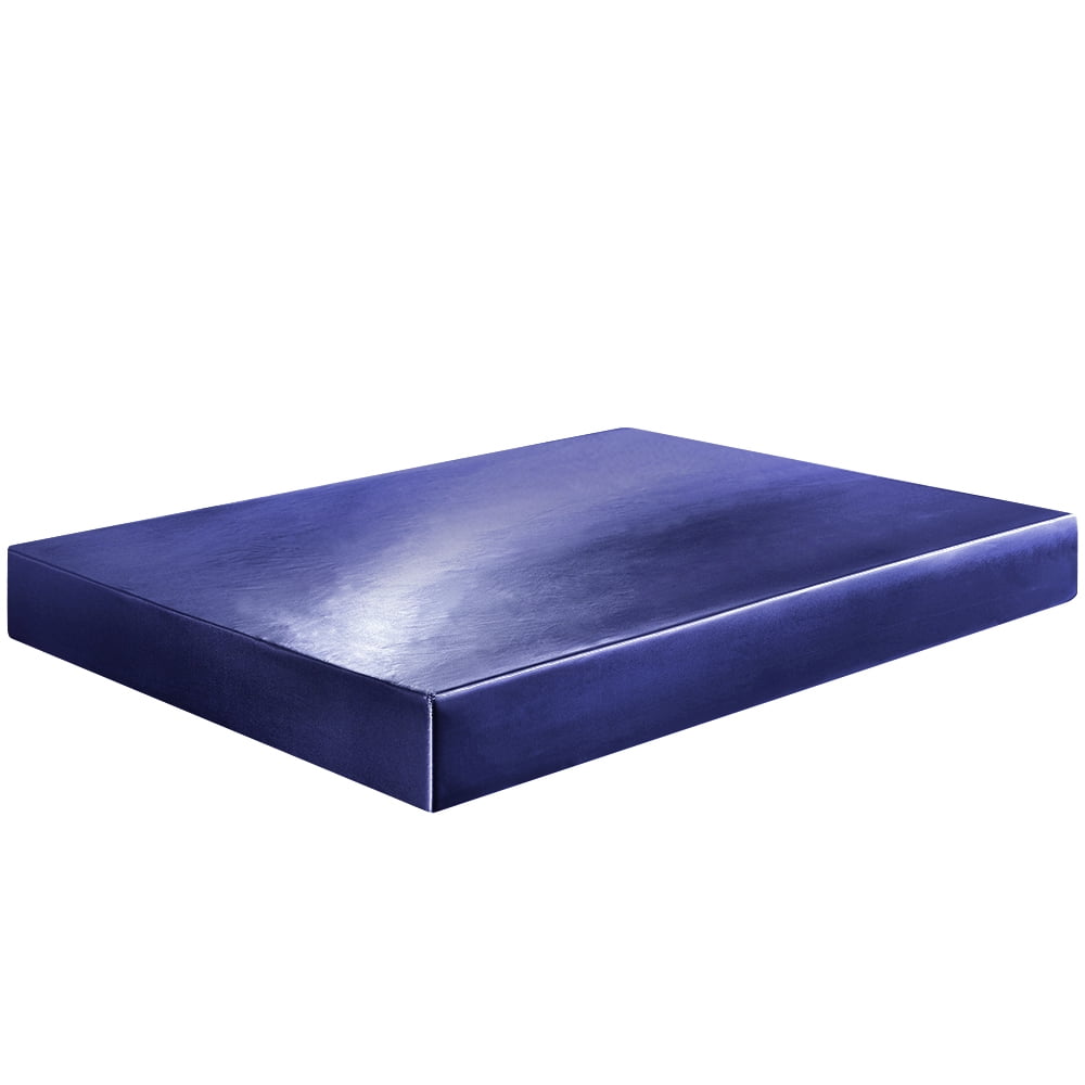 Premium Egyptian Cotton Fitted Sheet Deep Pocket Bed Sheet Satin Silk Sheets Ultra Soft Machine Washable Twin, Navy Blue - Cooling Hotel Quality Bedding Sheets and Pillowcases Detail