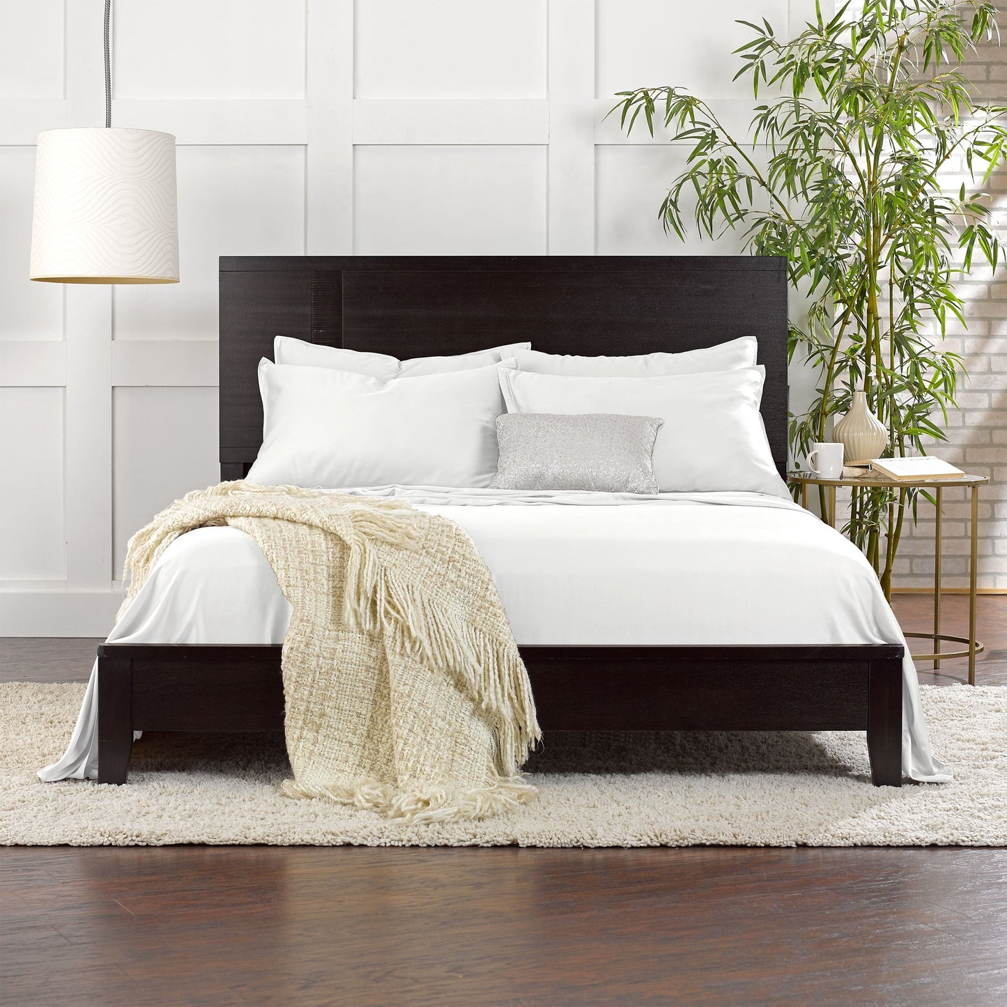 Cooling Sateen Sheets King Size Bed Sheet 4 Piece Set, Genuine 100% Organic Bamboo Viscose, Luxuriously Soft & Cooling, Double Stitc... - Luxury Bed Sheet Set with Deep Pockets Detail