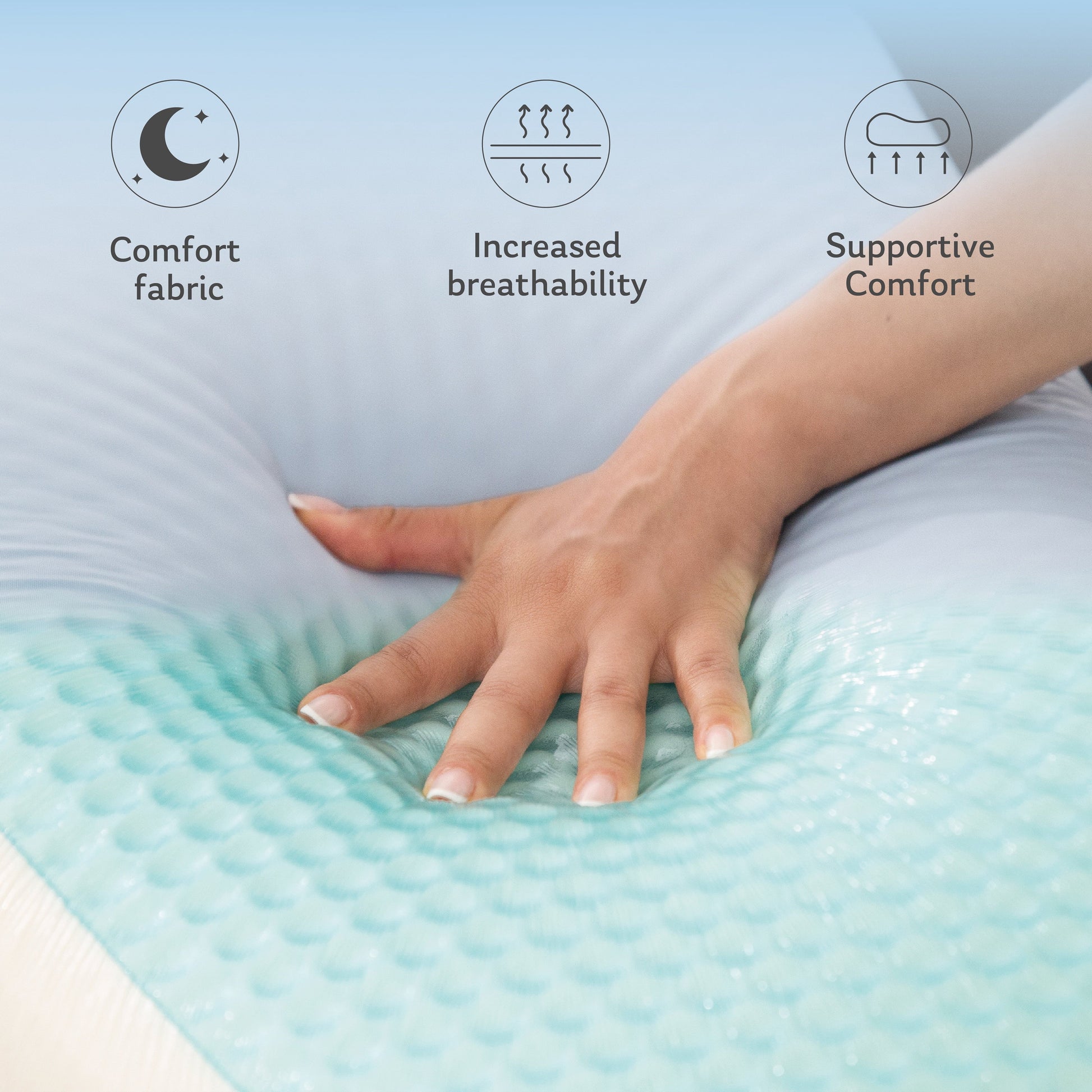 Fluffy Shredded Memory Foam Pillow, Cooling Gel Bed Pillow, Queen, Blue - Ergonomic Memory Foam Pillow for Neck Pain Support Detail
