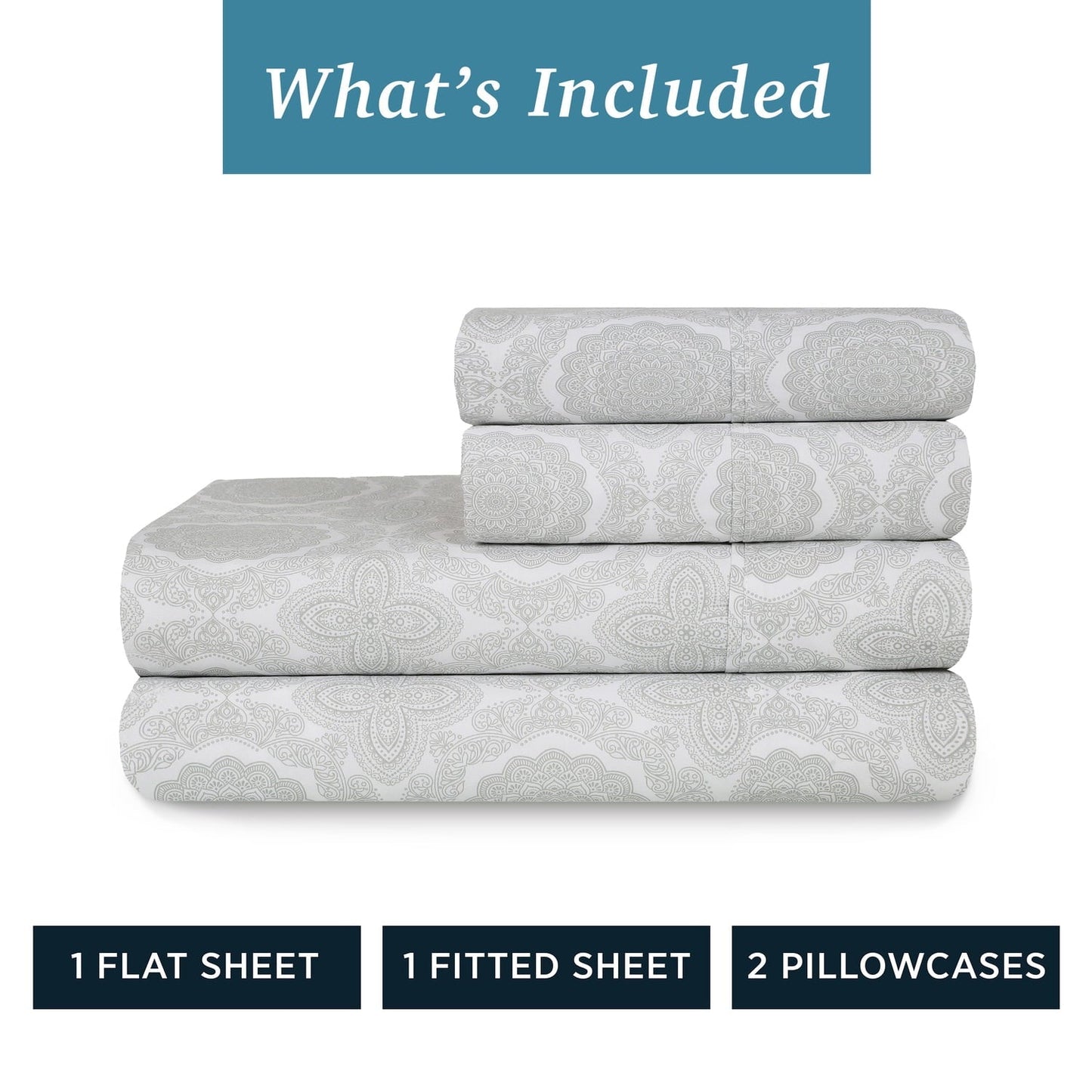 Wrinkle-Resistant 100% Cotton Queen Sheets Set, 4 Piece Bed Sheets Set with HeiQ Fresh, Percale Weave, Hotel Luxury, Ultra Soft Sheets ... - Cooling Hotel Quality Bedding Sheets and Pillowcases Detail