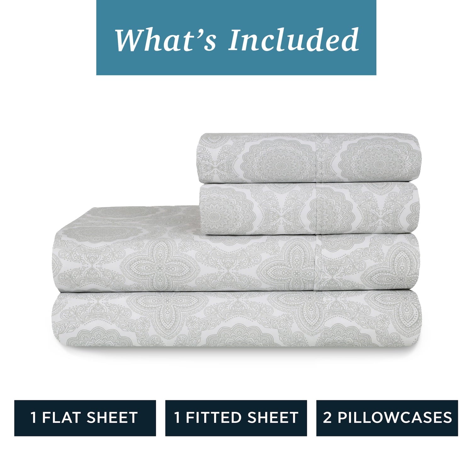 Wrinkle-Resistant 100% Cotton Queen Sheets Set, 4 Piece Bed Sheets Set with HeiQ Fresh, Percale Weave, Hotel Luxury, Ultra Soft Sheets ... - Cooling Hotel Quality Bedding Sheets and Pillowcases Detail