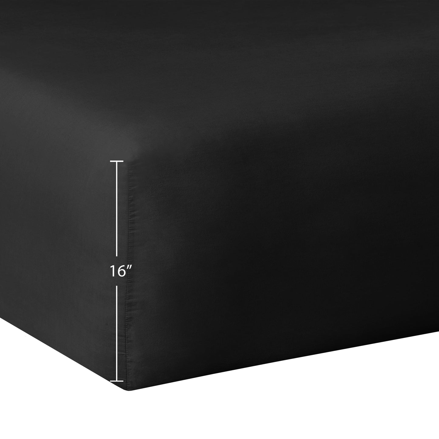 Cooling Sateen Easy Care Solid Rich-Black CVC Cotton Blend Fitted Sheet, Full - Premium Ultra-Soft Pillowcase Pair for Sleeping Detail