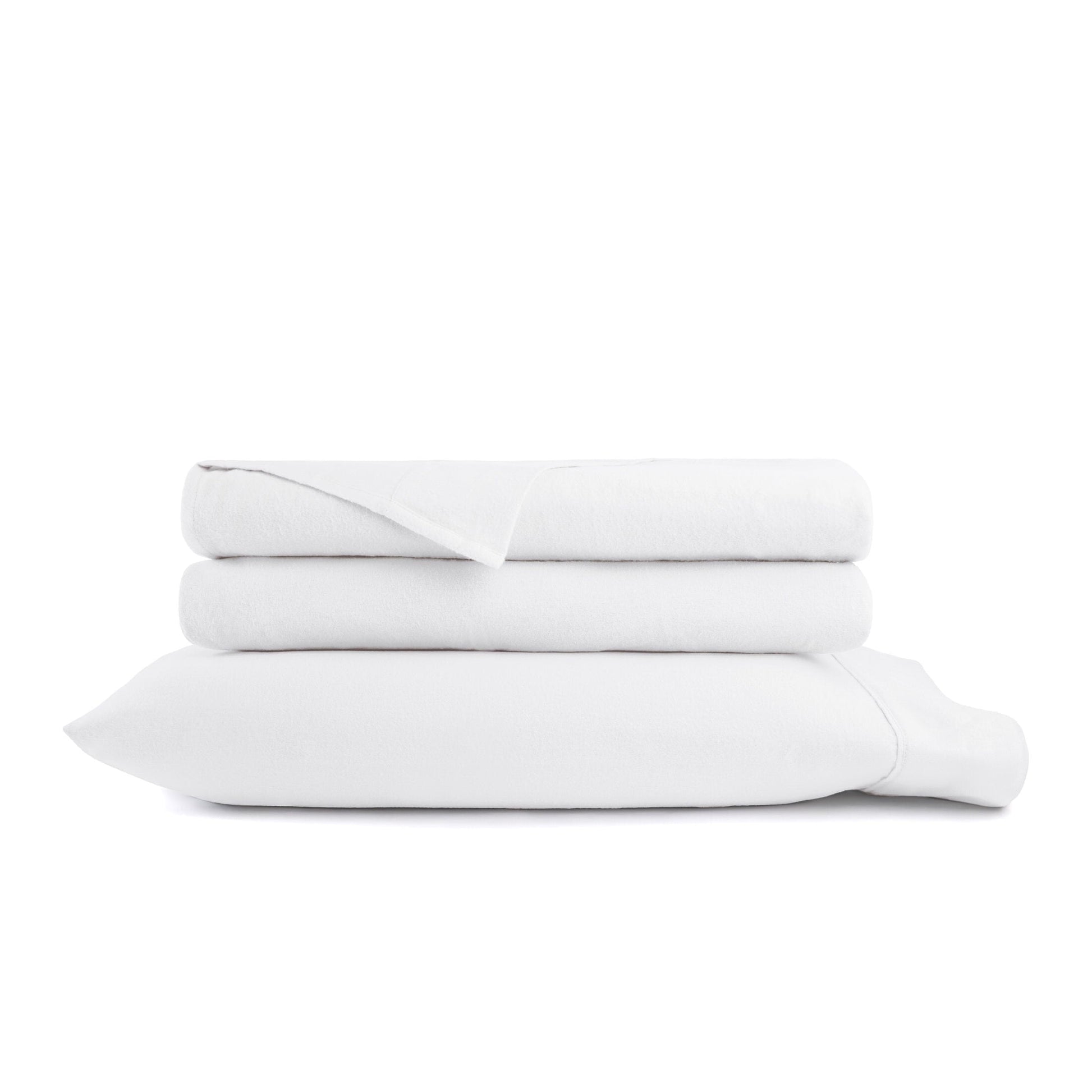 Ultra-Soft 100% Cotton Flannel Bed Sheets Set for Full Size Bedding in White - Luxury Bed Sheet Set with Deep Pockets Detail