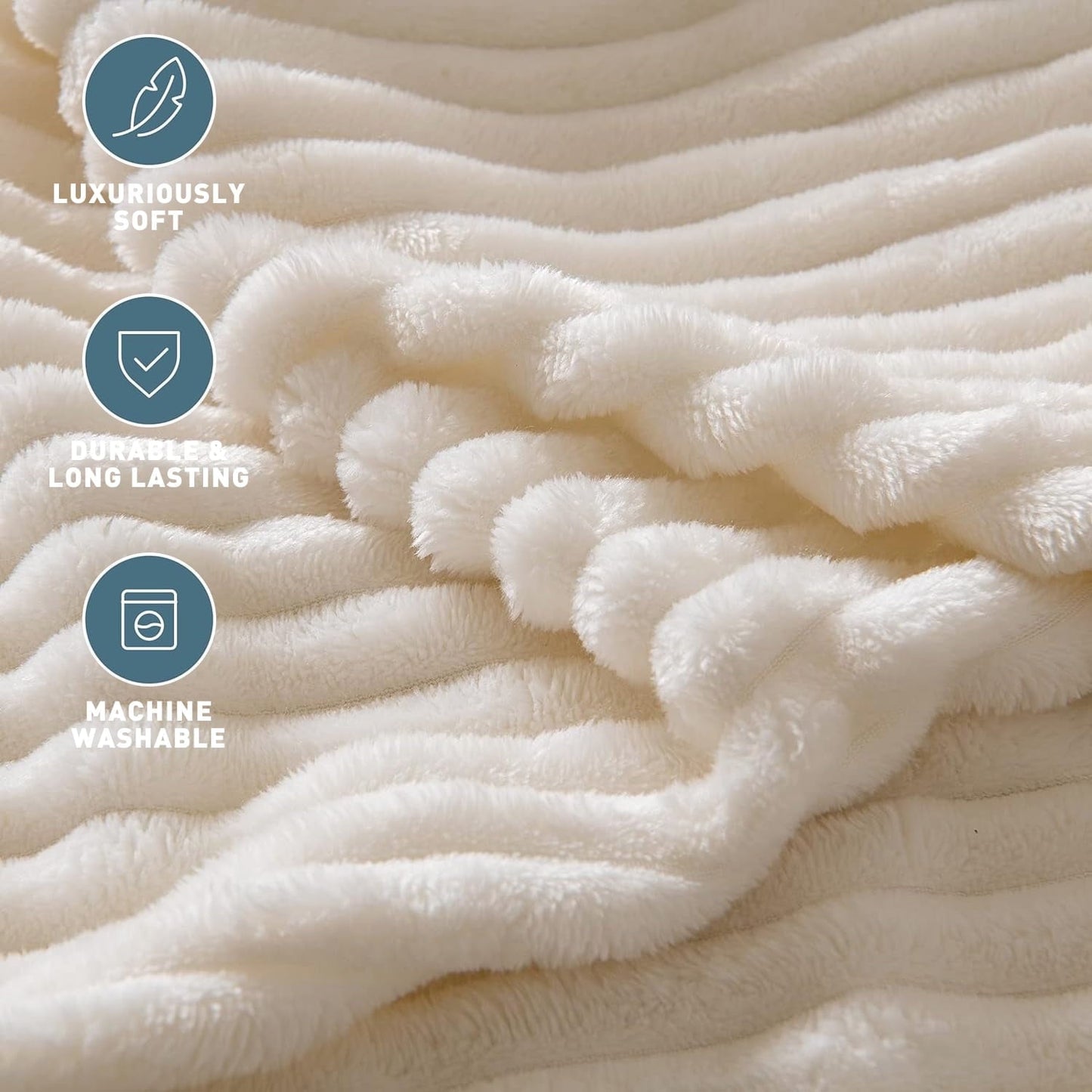 Decorative Knitted Throw Size Blanket, Extra Soft Lightweight Bed Blanket with Strip , Plush Fuzzy Cozy Throws for Couch, Bed, Sofa Cozy... - Cozy Fleece Throw Blanket for Couch & Bed Detail