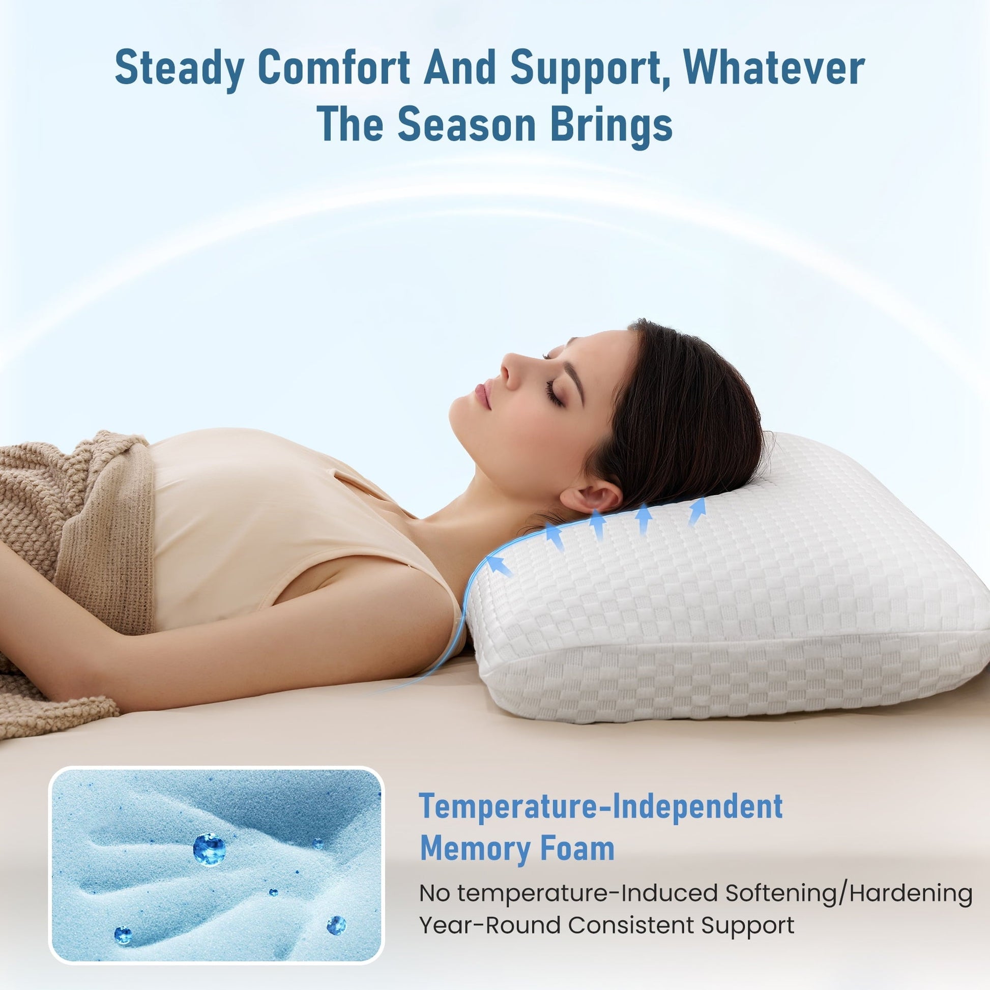 Fluffy Shredded Memory Foam Pillow for Bed, Cooling Pillow with Extra Height Pad, Supportive Bed Pillow for Side, Back & Hot Sleepers... - Hotel Quality Plush Sleeping Pillows Detail