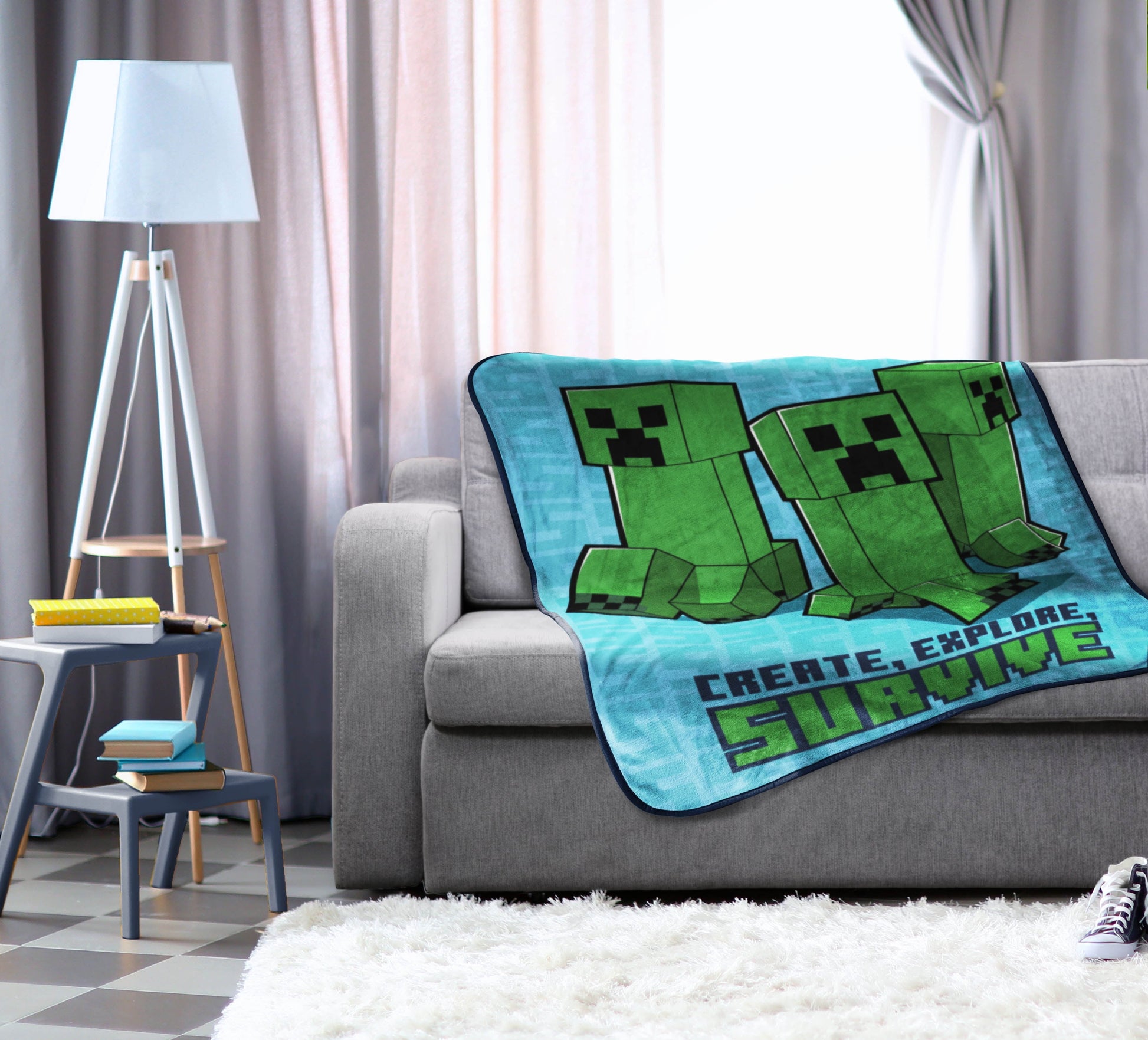Super Soft Flannel Kids Silk Touch Throw Blanket, 46 x 60, Microfiber, Blue - Luxury Knitted Decorative Throw Blanket with Fringes Detail