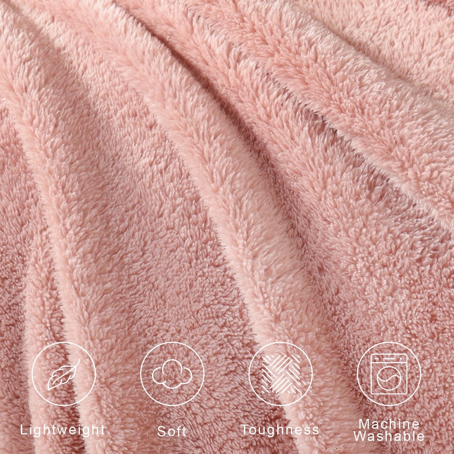 Decorative Knitted Soft Fleece Throw Blanket for Couch, Super Soft Velvet Plush Bed Blanket, 50x60 Inches, Pink - Lightweight Plush Warm Blanket for All Seasons Detail