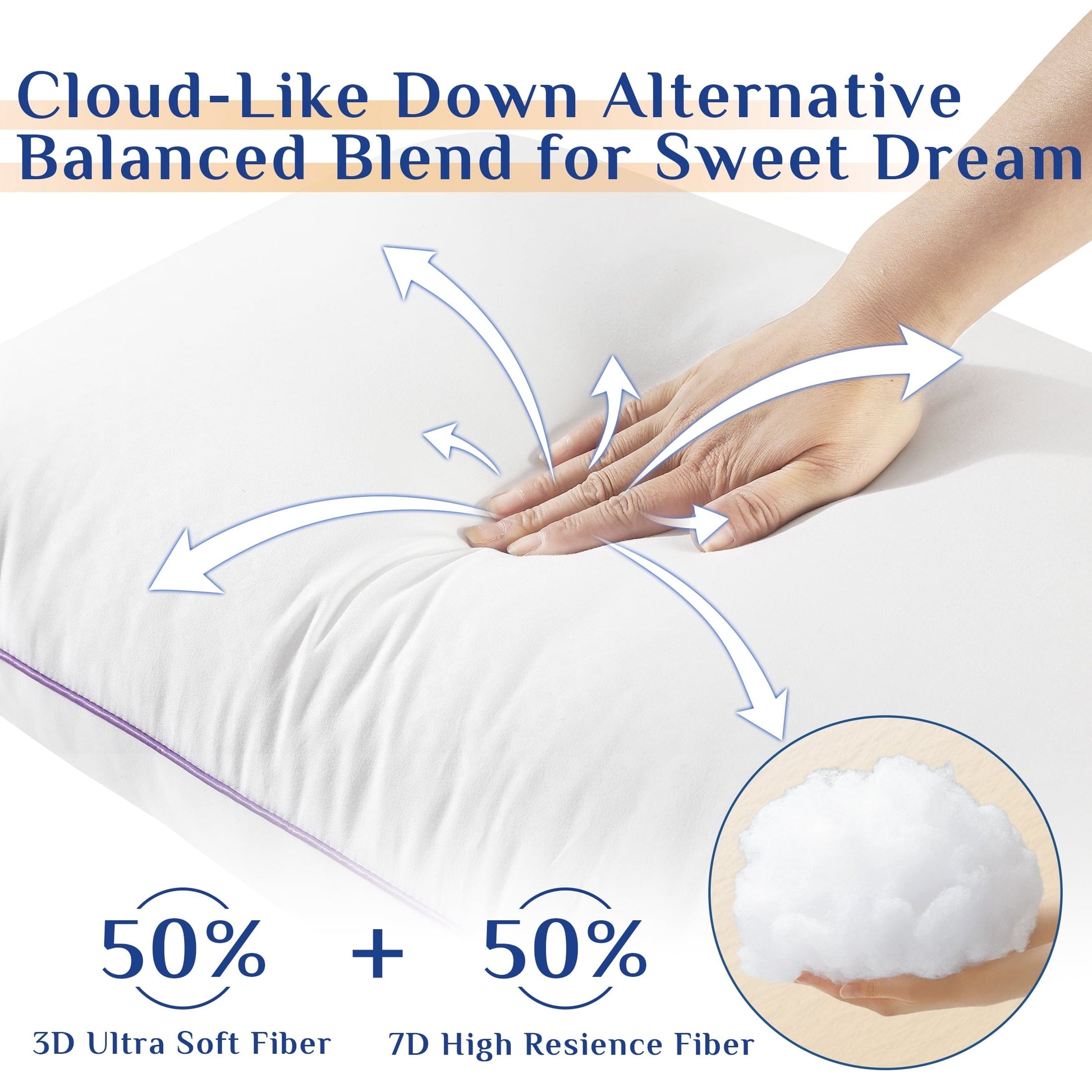 Decorative Plump Pillows Standard Size Set of 2, Hotel Down Alternative Sleeping Bed Pillows for Side Back Stomach Sleepers - Decorative Throw Pillow Cushion for Sofa & Bed Detail