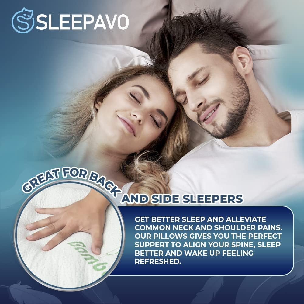 Decorative Plump Memory Foam Pillows Queen Size Set of 2 - Cooling Bed Pillows for Sleeping - Back, Stomach, Side Sleeper Firm, Comfy ... - Decorative Throw Pillow Cushion for Sofa & Bed Detail