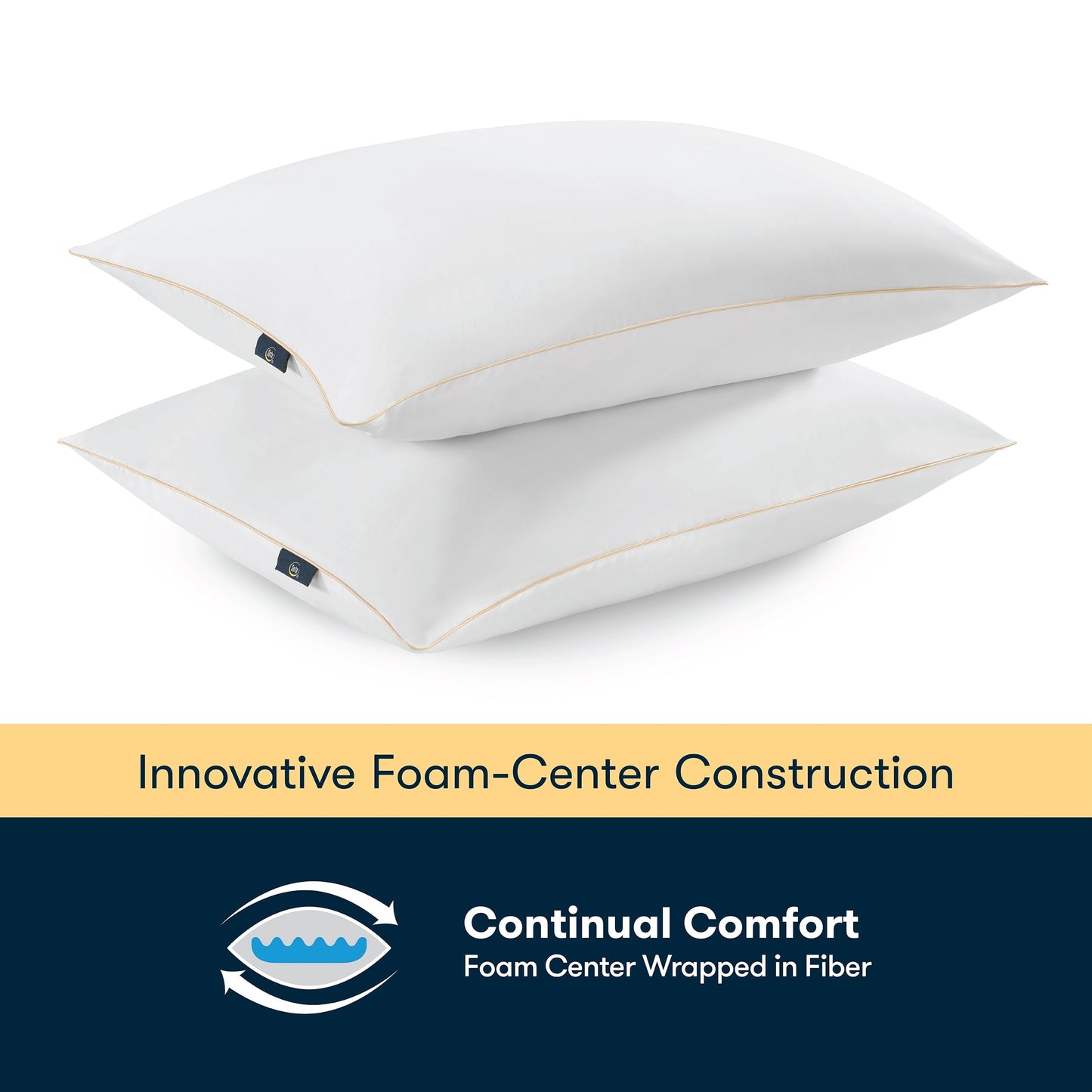 Decorative Plump pedic Bounce Back Standard/Queen Bed Pillow, Hypoallergenic Fill - Orthopedic Shredded Foam Bed Pillow Set Detail