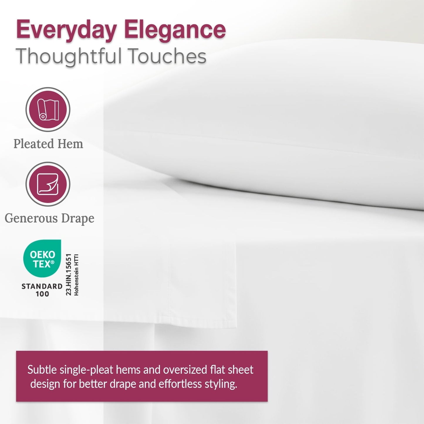 Ultra-Soft 100% Organic Cotton Percale Flat Sheet Twin Size - 1 PC Flat Sheet, White - Crisp, Cool and Strong Bed Linen, Top She... - Premium Ultra-Soft Pillowcase Pair for Sleeping Detail