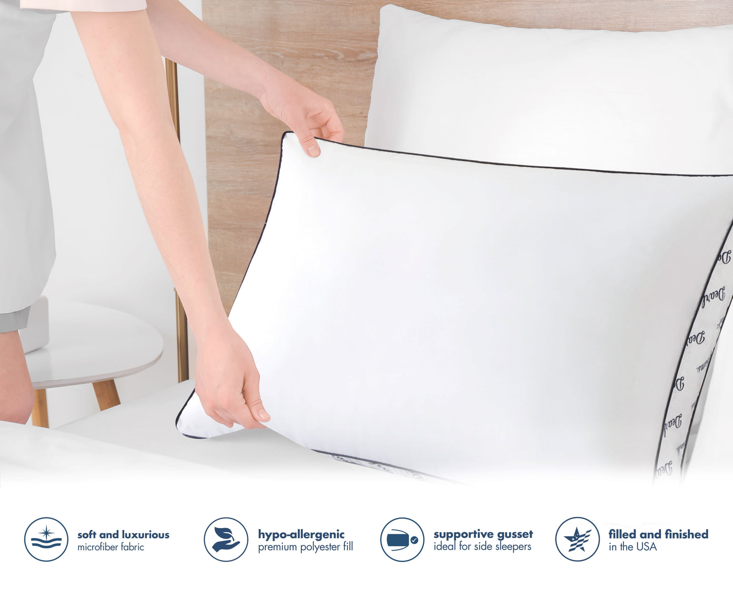 Orthopedic Support Cozy Gusseted Bed Pillow Standard, White - Ergonomic Memory Foam Pillow for Neck Pain Support Detail