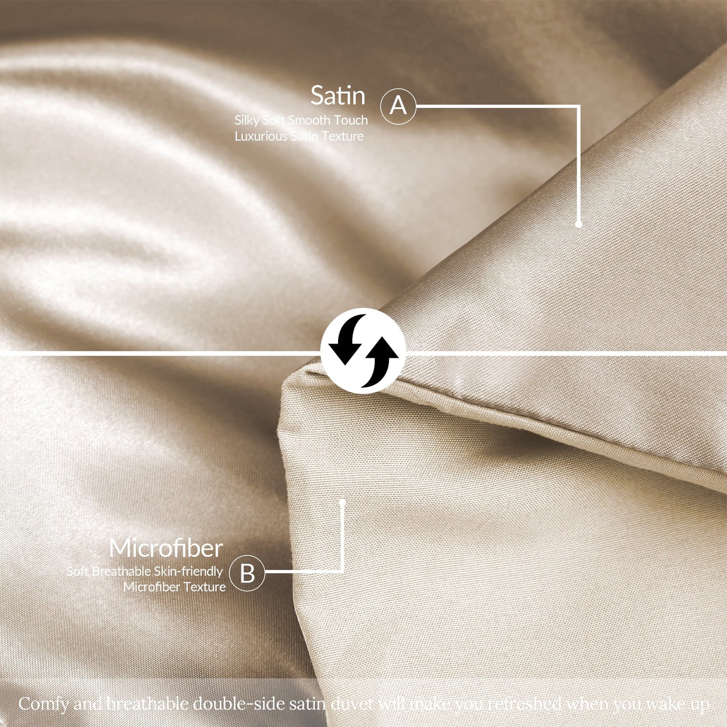 All-Season 3-Piece Reversible Silky Soft King Size Comforter Bedding Set, Luxurious Satin Comforters with 2 Satin Pillowcases, L... - Hypoallergenic Ultra-Fluffy Quilt for Winter Detail