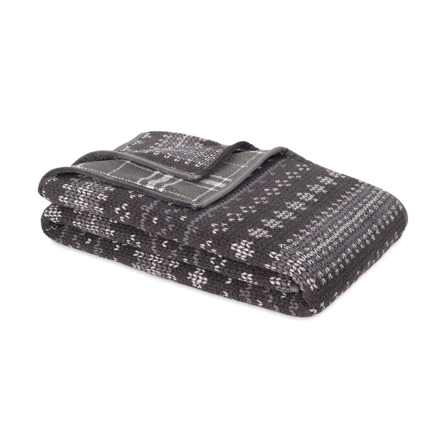 Super Soft Flannel Berkshire Life Reversible Printed Hampshire Soft Throw Blanket, Glacier Fair Isle - Super Soft Reversible Sherpa Flannel Blanket Detail