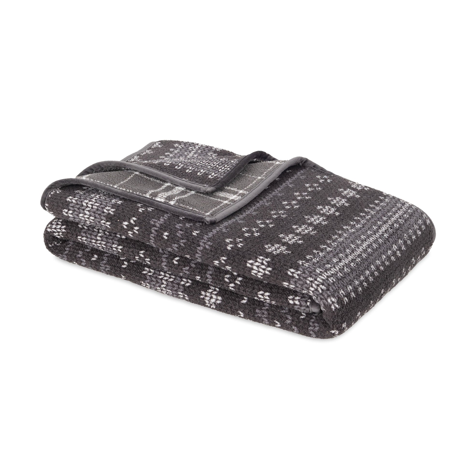 Super Soft Flannel Berkshire Life Reversible Printed Hampshire Soft Throw Blanket, Glacier Fair Isle - Super Soft Reversible Sherpa Flannel Blanket Detail