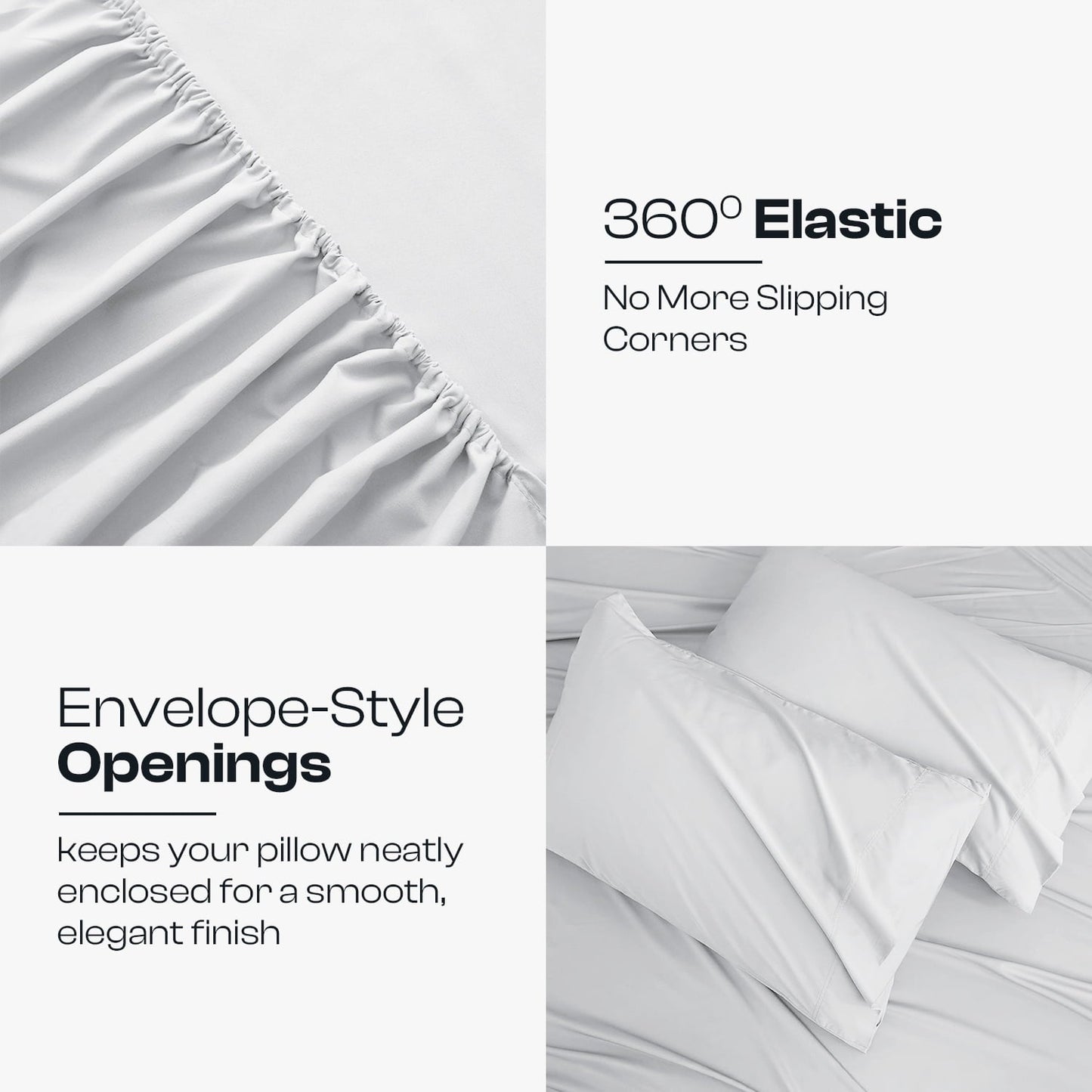 Cooling Sateen IR 3 Piece 1800 Series Deep Pocket Soft Microfiber Solid Bed Sheet Set for Kids, White Twin Size - Cooling Hotel Quality Bedding Sheets and Pillowcases Detail