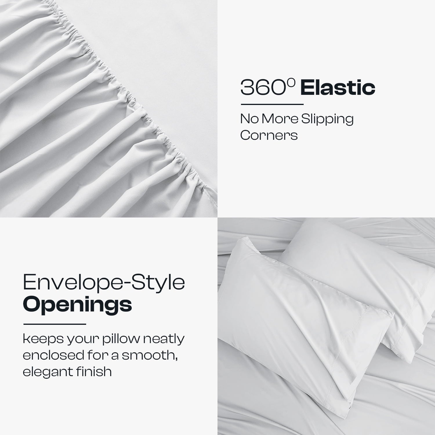 Cooling Sateen IR 3 Piece 1800 Series Deep Pocket Soft Microfiber Solid Bed Sheet Set for Kids, White Twin Size - Cooling Hotel Quality Bedding Sheets and Pillowcases Detail