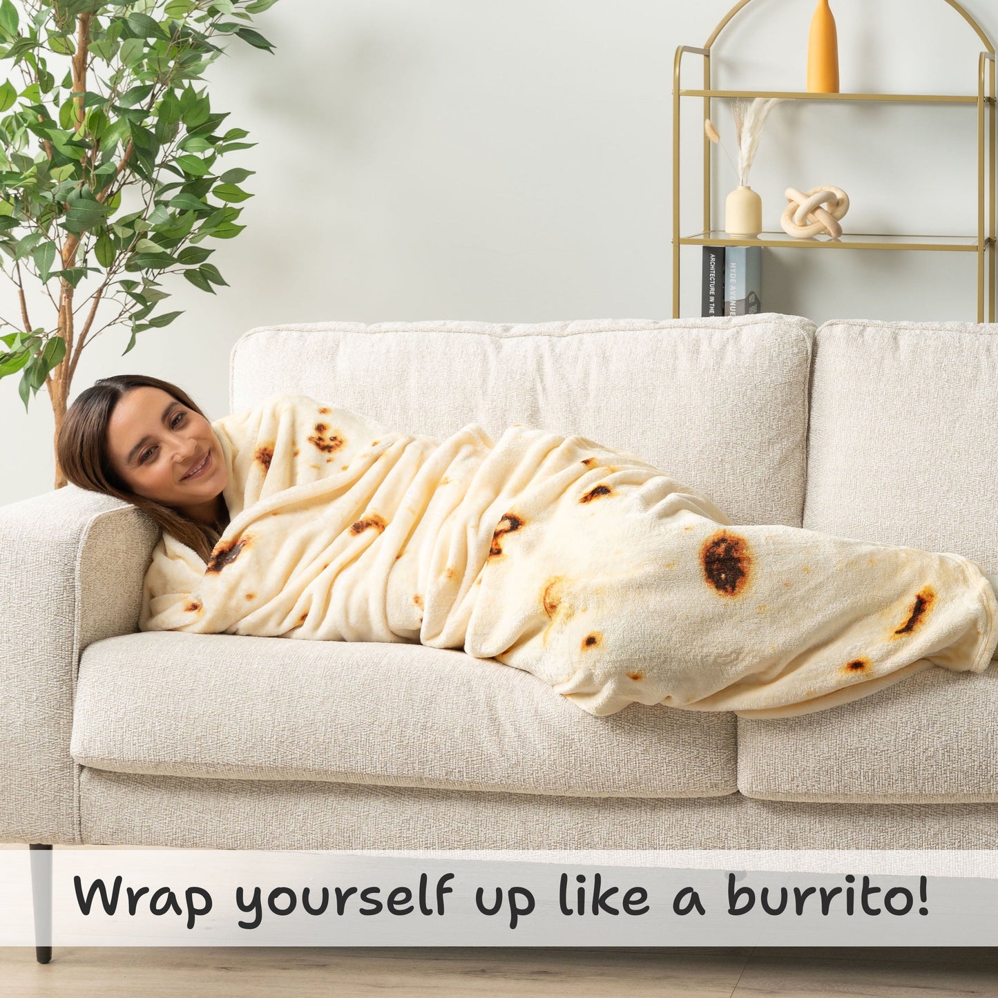 Decorative Knitted Burrito Tortilla Blanket, Double Sided Taco Flour Wrap Novelty Throw for Adult Kid Teen, Realistic Food Blanket, Funn... - Cozy Fleece Throw Blanket for Couch & Bed Detail