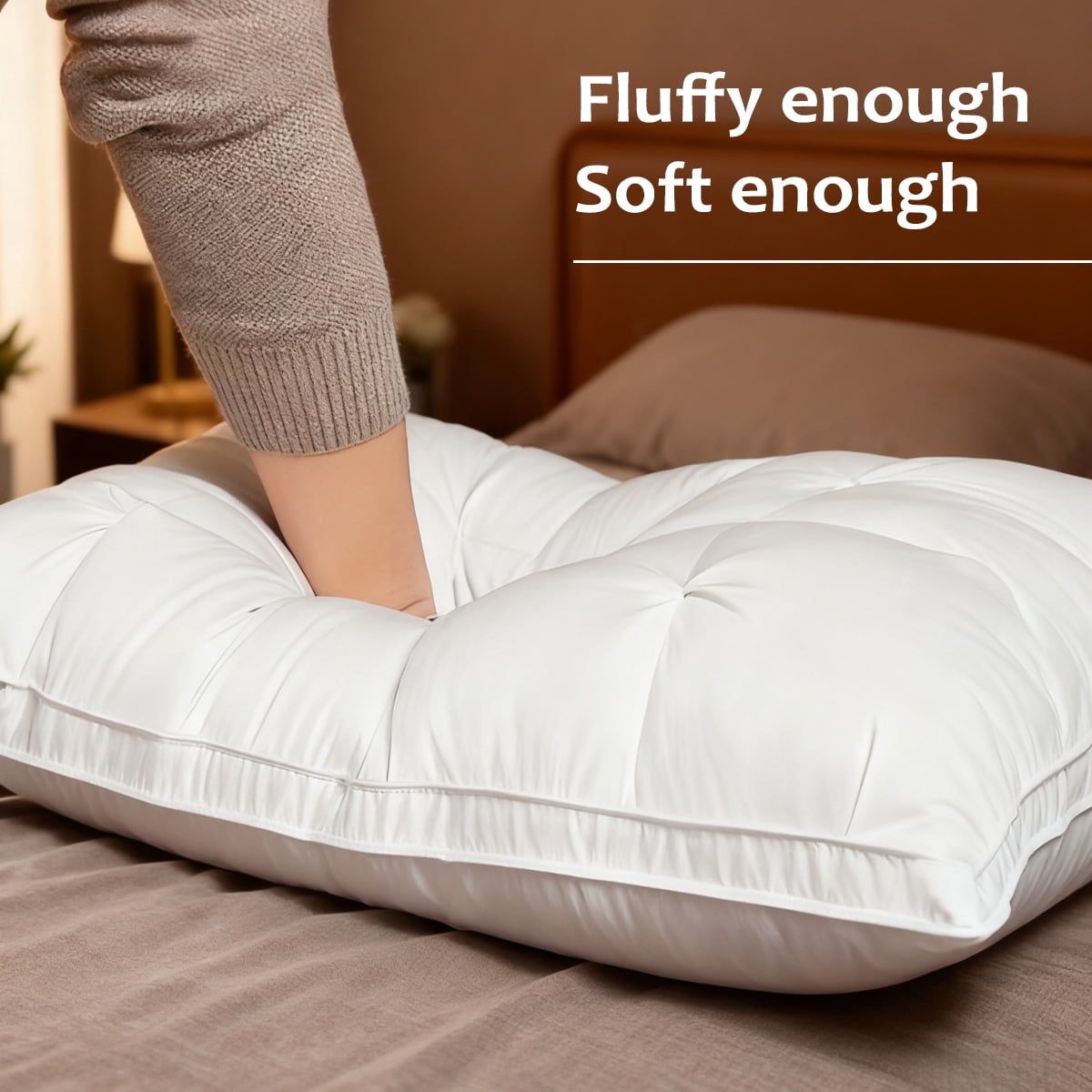 Orthopedic Support 2-Pack 3-Line Grid Bed Pillow (20.1" x 13.97") - Soft, Breathable and Hypoallergenic - Hotel Quality Plush Sleeping Pillows Detail