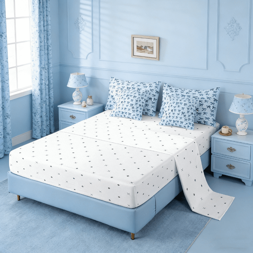 Fluffy Down Alternative Cute Bowknot Twin Bedding Sets 7-Piece,Girls Ribbon Bow Bedding Comforter Set,Dreamy Blue Sheet Sets For Girls,Super ... - Cloud-Like Soft Lightweight Bed Comforter Detail