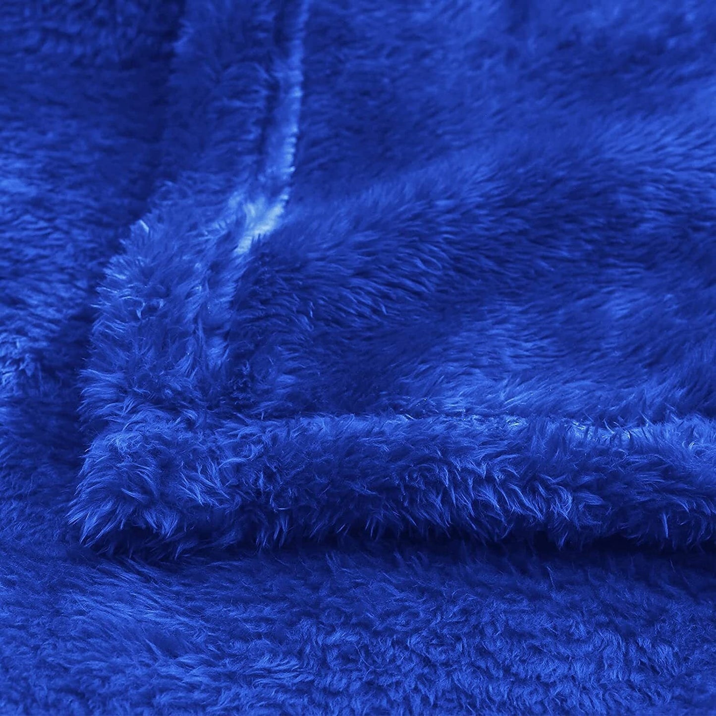 Decorative Knitted Plush Fuzzy Fleece Throw Blanket (40" x 50", Cobalt Blue)- Soft, Warm and Lightweight - Luxury Knitted Decorative Throw Blanket with Fringes Detail