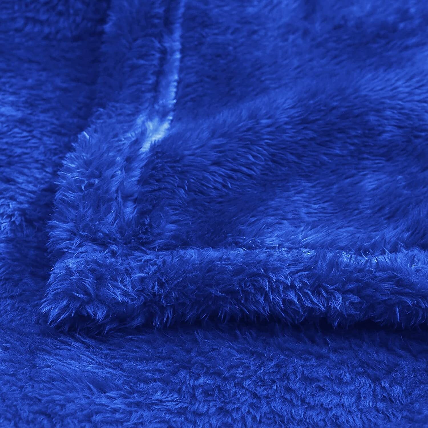 Decorative Knitted Plush Fuzzy Fleece Throw Blanket (40" x 50", Cobalt Blue)- Soft, Warm and Lightweight - Luxury Knitted Decorative Throw Blanket with Fringes Detail