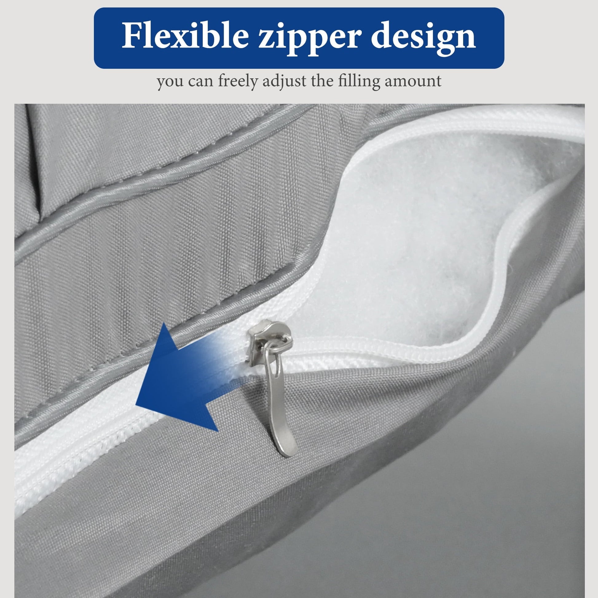 Decorative Plump 2-Pack Luxurious Hotel-Quality ,Resistant to Flattening, All-Season,Gray - Orthopedic Shredded Foam Bed Pillow Set Detail