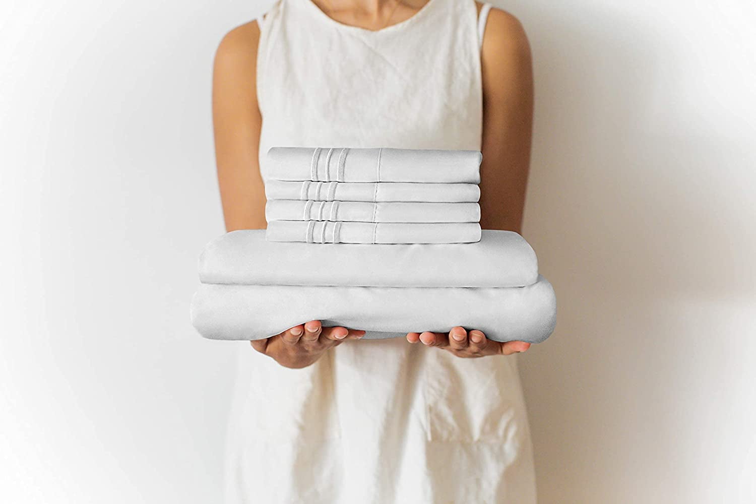 Wrinkle-Resistant 6-Piece Breathable and Cooling Sheet Set With Extra Matching Pillowcases - King Size Bed Sheets Fits 8"-16... - Premium Ultra-Soft Pillowcase Pair for Sleeping Detail