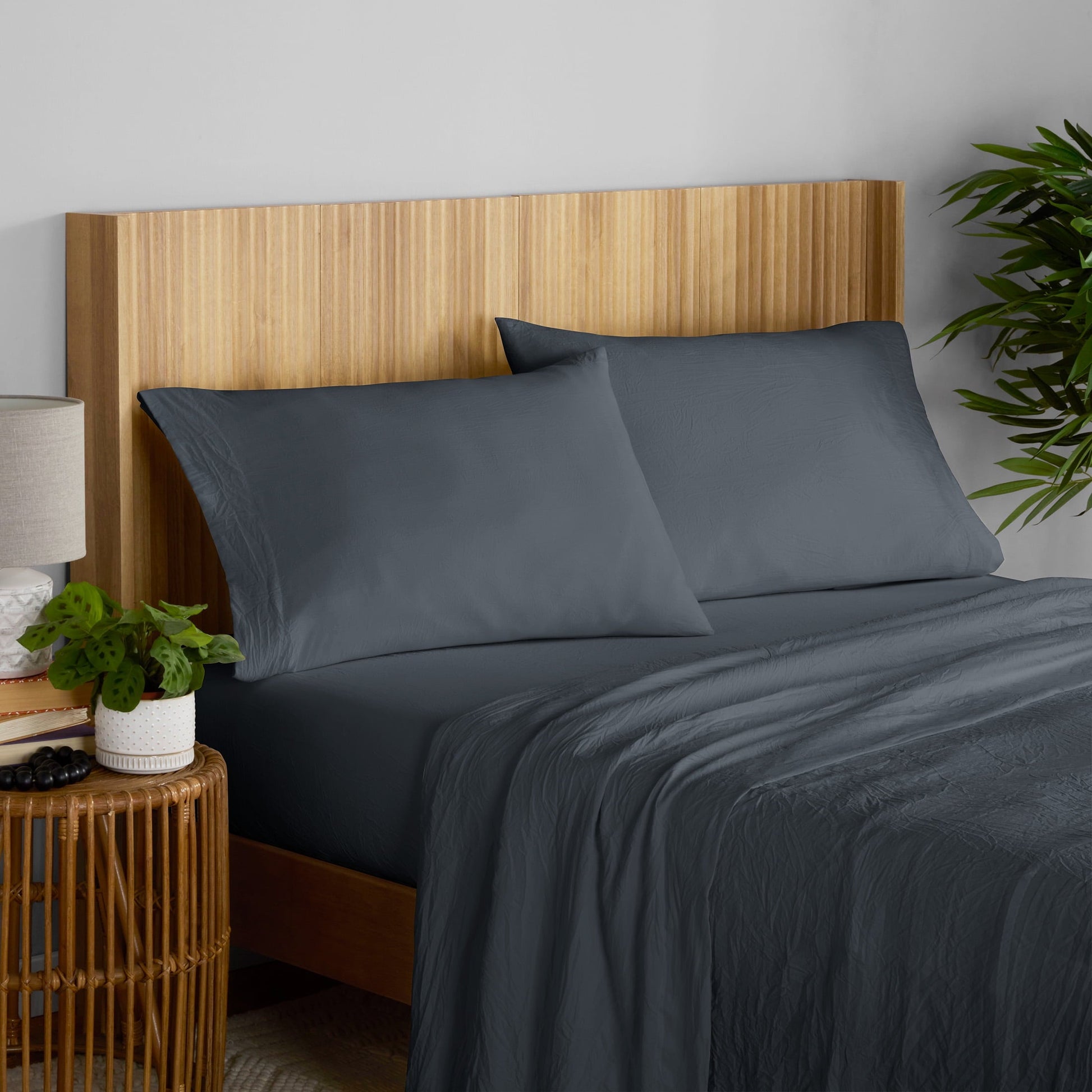 Ultra-Soft Microfiber Bed Sheet Set, Grey Stone, Full, 4 Pieces - Premium Ultra-Soft Pillowcase Pair for Sleeping Detail