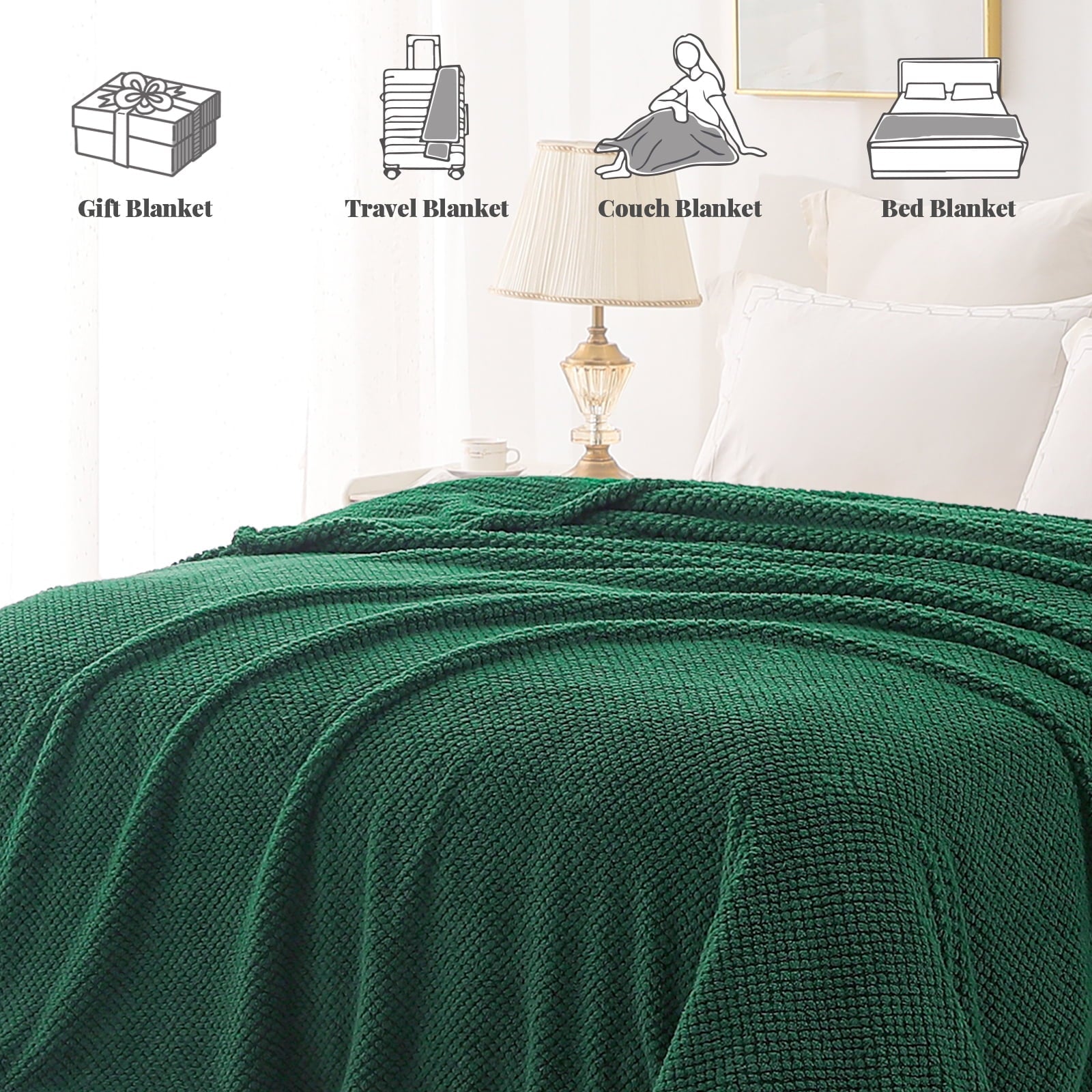 Decorative Knitted Fuzzy Fleece 50"x70" Throw Blanket for Couch, Fluffy Warm Soft Jacquard Blankets for Fall Winter, Lightweight and Coz... - Cozy Fleece Throw Blanket for Couch & Bed Detail