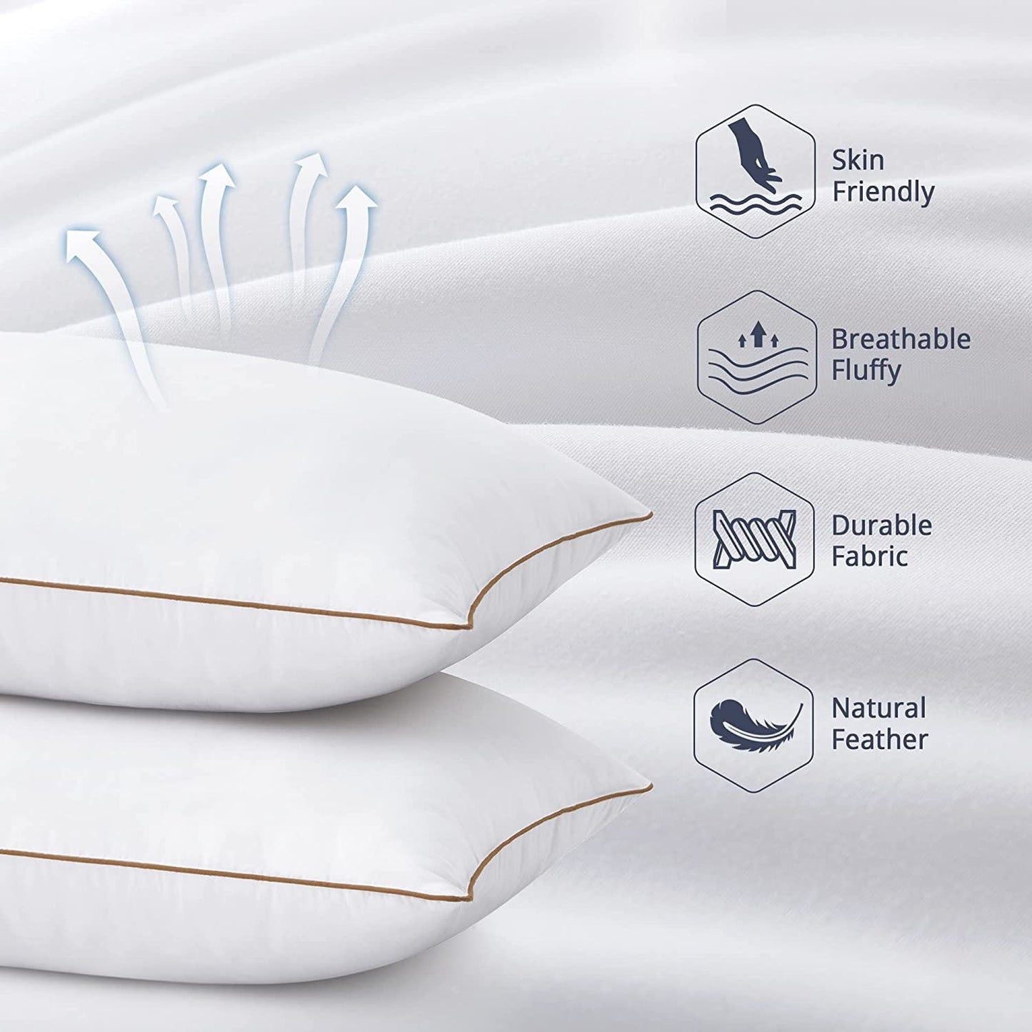 Hotel Collection Down Feather Pillows for Bed 20 x 30 Inches Queen Size Set of 2, Medium Firm Luxury Cooling Hotel Collection Feather ... - Ergonomic Memory Foam Pillow for Neck Pain Support Detail