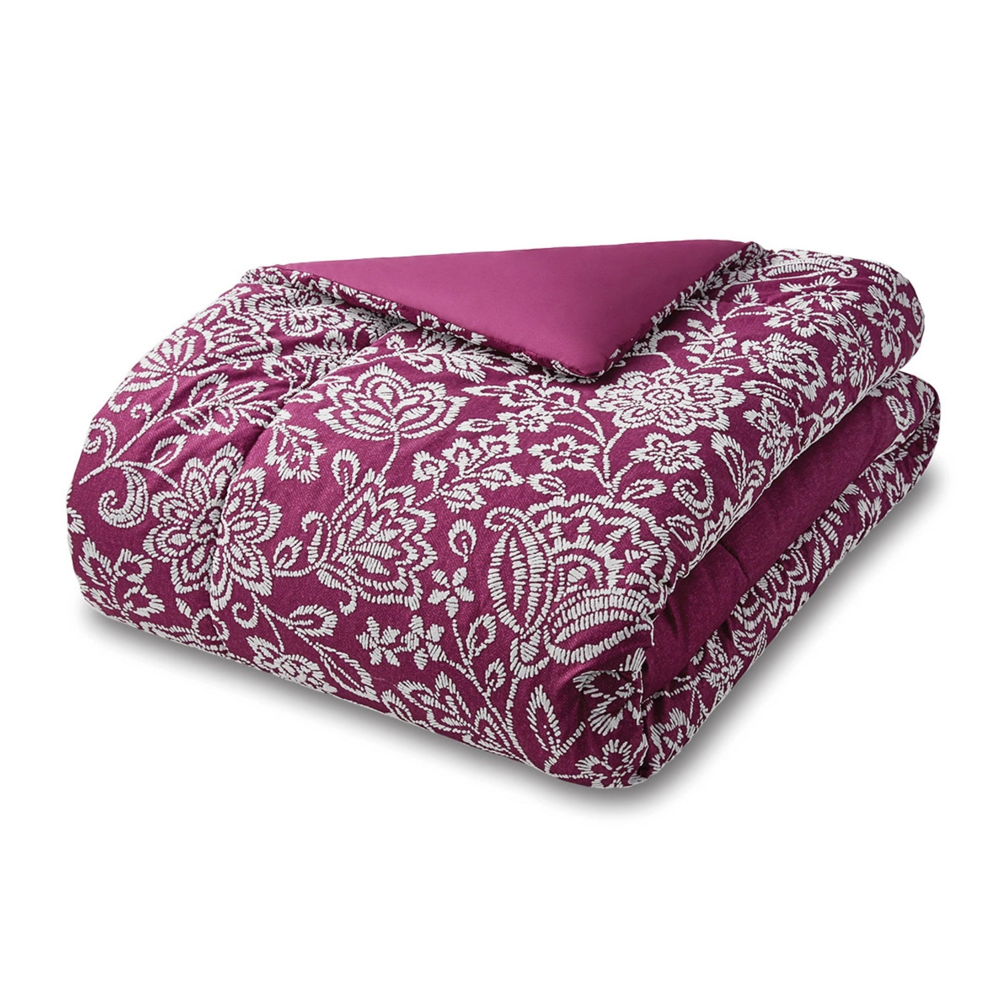 All-Season 5-Piece Jacquard Comforter Set with Decor Pillow and Throw Purple Flocking Embroidery Bedding Set, Full/Queen - Hypoallergenic Ultra-Fluffy Quilt for Winter Detail