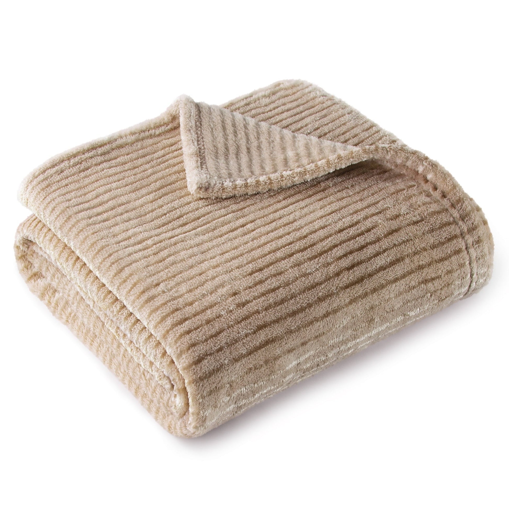 Reversible Sherpa Soft Throw Blanket, 50"x60", Camel - Cozy Fleece Throw Blanket for Couch & Bed Detail