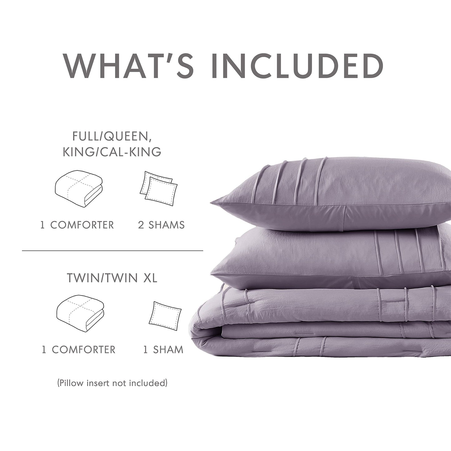 Heavyweight Warmth Full/Queen Comforter Set, Boho 3-Piece Pintuck Stitching Bedding Set, Soft Washed Pleated Bed Sets with Pillow Shams,... - Hypoallergenic Ultra-Fluffy Quilt for Winter Detail