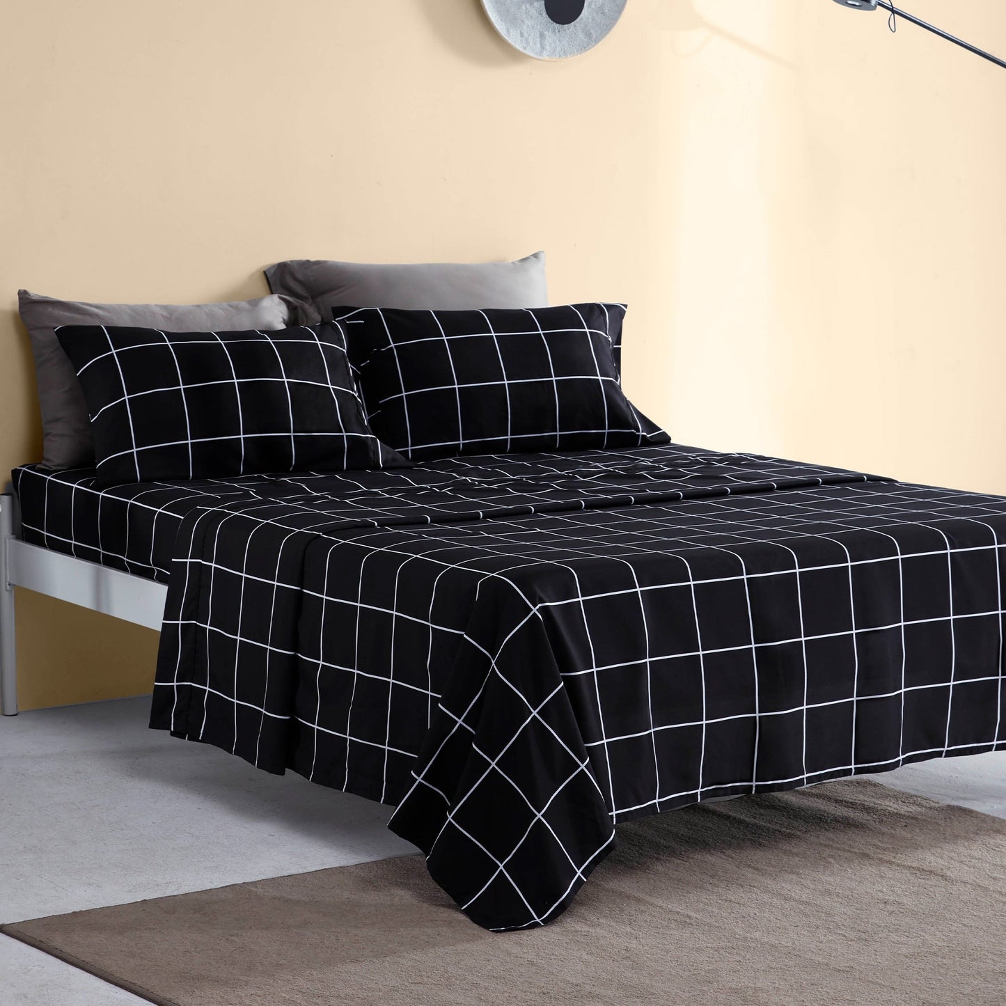 Premium Egyptian Cotton Full Bed Sheet Set, 4 Pieces Breathable & Super Soft, Easy Care Printed Microfiber with Deep Pocket & Envelope Closur... - Breathable Egyptian Cotton Flat & Fitted Sheets Detail