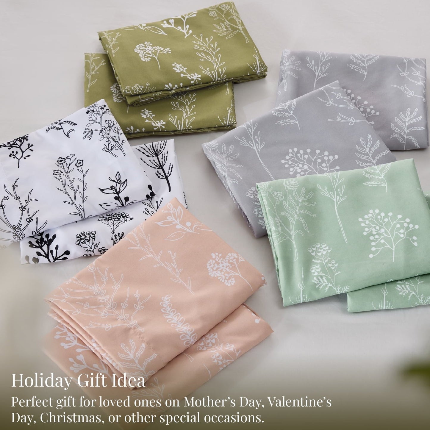 Luxurious Quilted 3 Pieces Sage Green Floral Comforter Sets, 1 Botanical Flowers Reversible Comforter and 2 Pillow Shams, Queen Size Be... - Hypoallergenic Ultra-Fluffy Quilt for Winter Detail