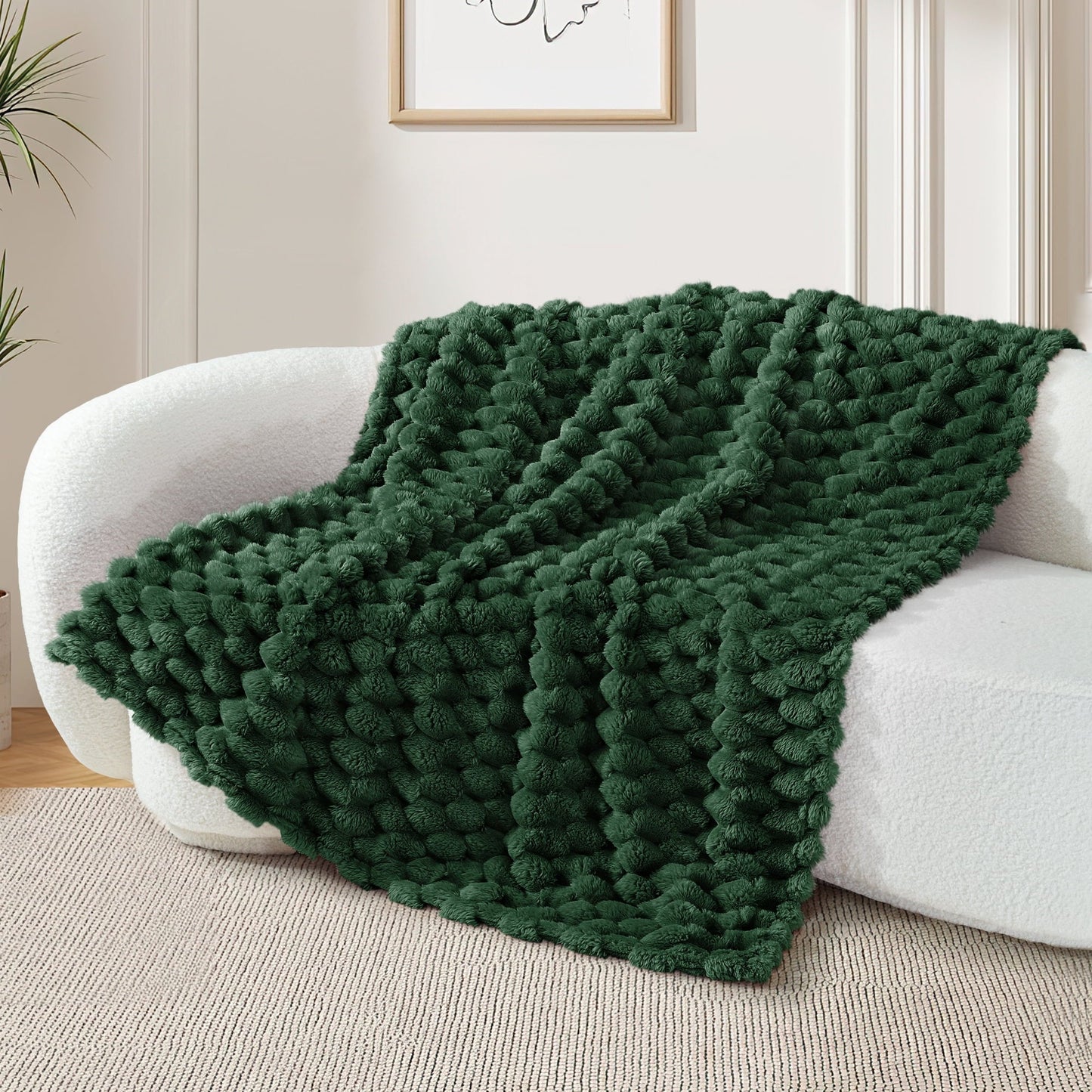 Reversible Sherpa 50"x60" Throw Blanket for Couch with Expanded 3D-Jacquard Pattern, Fuzzy Soft Cozy Exquisite Blankets or All Season, ... - Lightweight Plush Warm Blanket for All Seasons Detail
