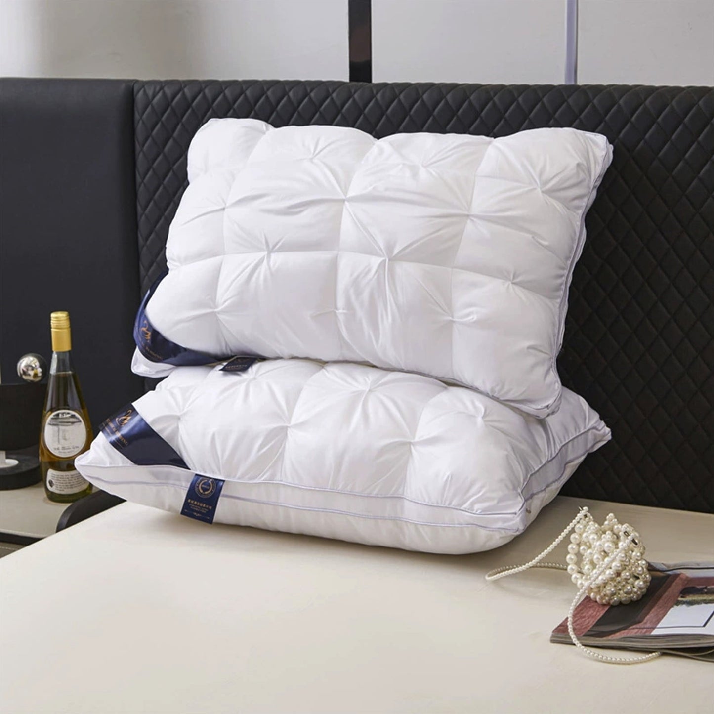 Fluffy Shredded Goose Down Pillow and Feather Pillows for Neck/Back/Side Sleepers, Premium Soft Down Fill Standard Size Pillow for Sl... - Orthopedic Shredded Foam Bed Pillow Set Detail