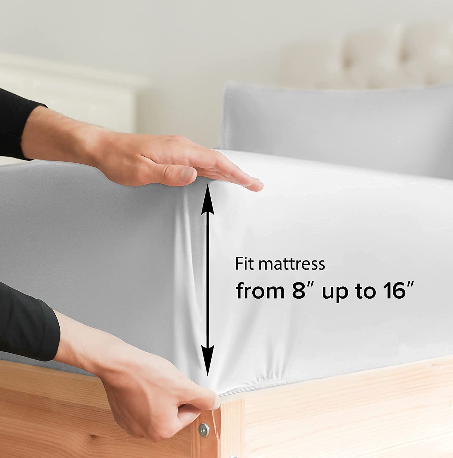 Wrinkle-Resistant 6-Piece Breathable and Cooling Sheet Set With Extra Matching Pillowcases - King Size Bed Sheets Fits 8"-16... - Premium Ultra-Soft Pillowcase Pair for Sleeping Detail