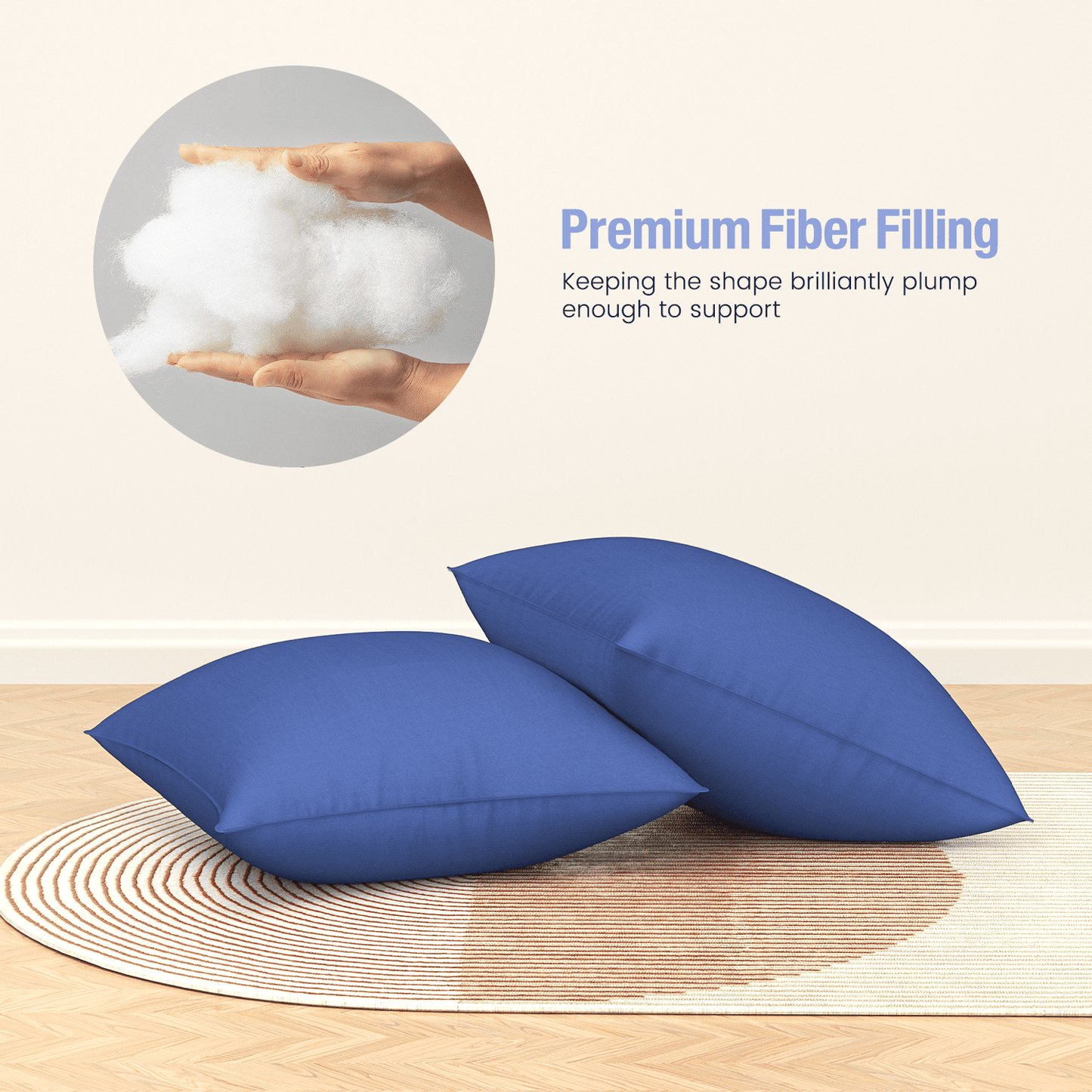 Decorative Plump Throw Pillow Inserts Set of 2, Indoor Decorative 18x18 inches Square Pillows for Couch, Sofa, Bed, Supportive Cushion... - Hotel Quality Plush Sleeping Pillows Detail