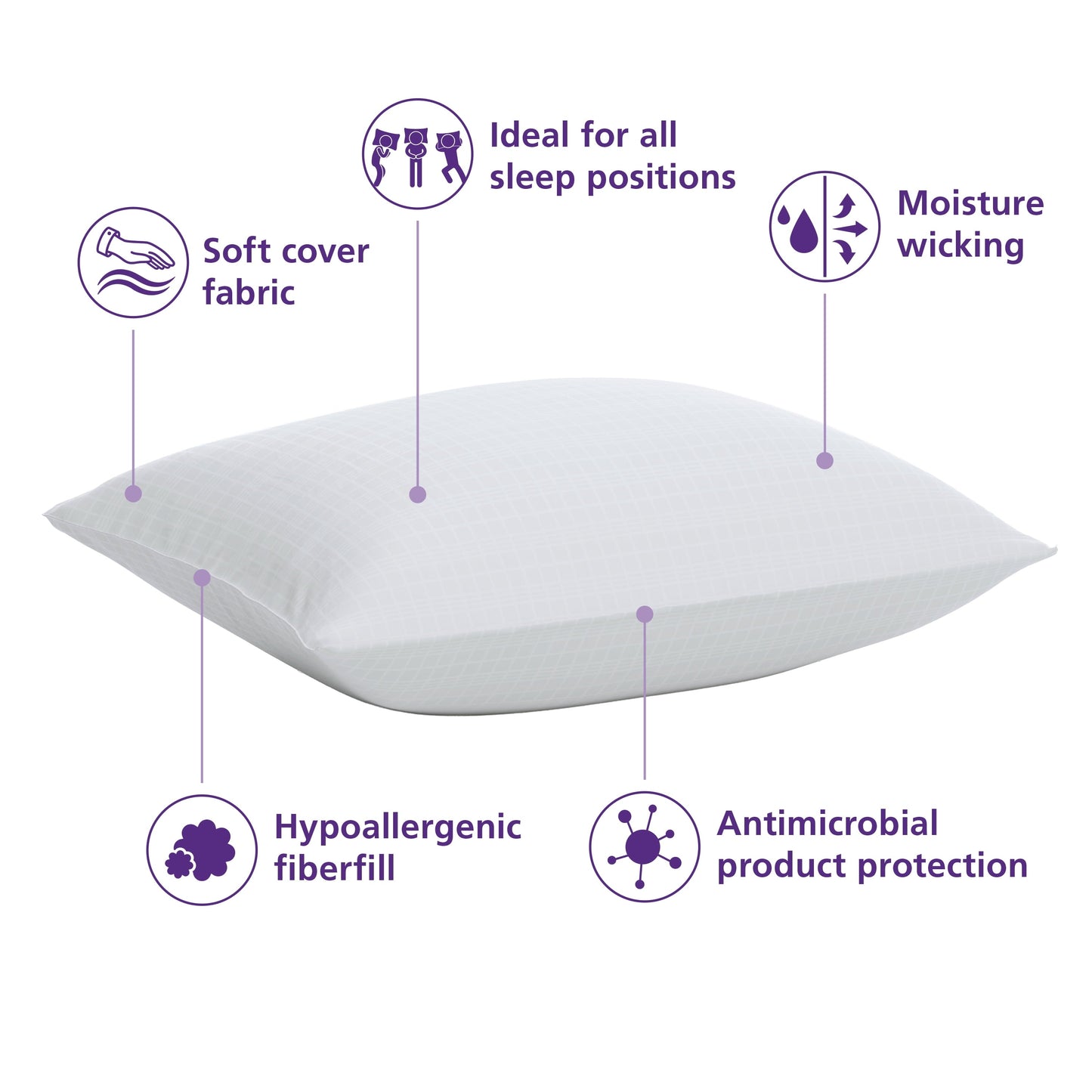 Decorative Plump (18 pack) Bed Pillow, Standard/Queen - Orthopedic Shredded Foam Bed Pillow Set Detail