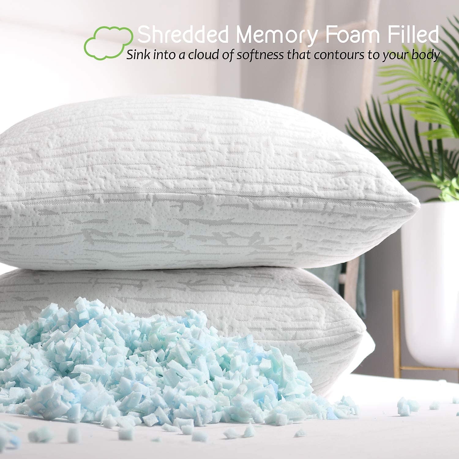 Orthopedic Support Bed Pillow, Bamboo Pillows for Bed, Queen Size Pillows - Decorative Throw Pillow Cushion for Sofa & Bed Detail